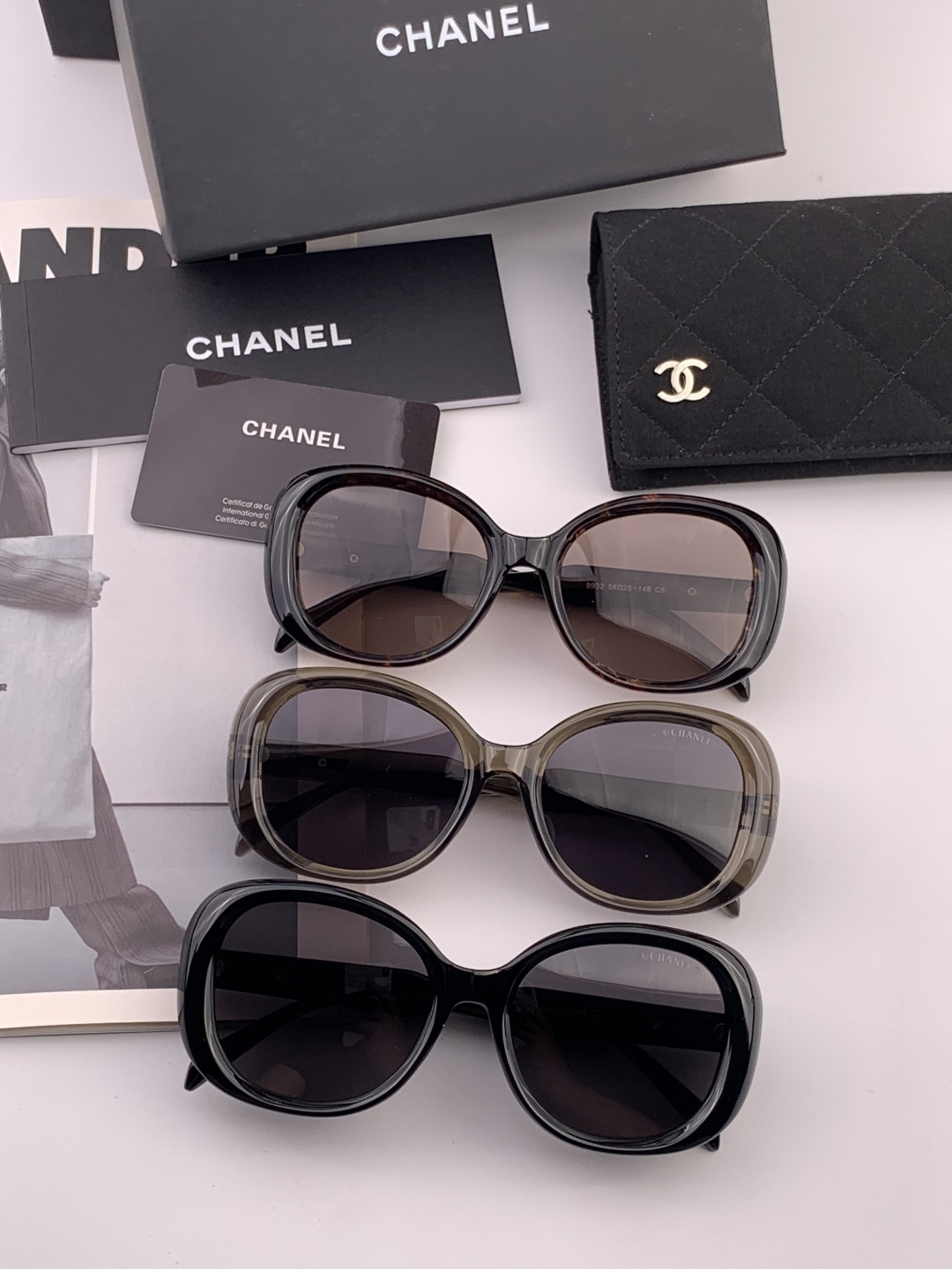 【CHANEL】香奈儿 新款潮流爆款 时尚方框太阳镜 佩戴舒适 网红潮款墨镜 女士高清加厚偏光太阳镜🕶️