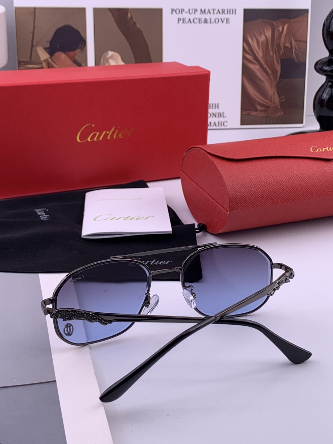 【卡地亚-cartier】 时尚高贵 很美手工🔝🔝高端品质 男女通用太阳眼镜 经典之作 有分量有质感的一