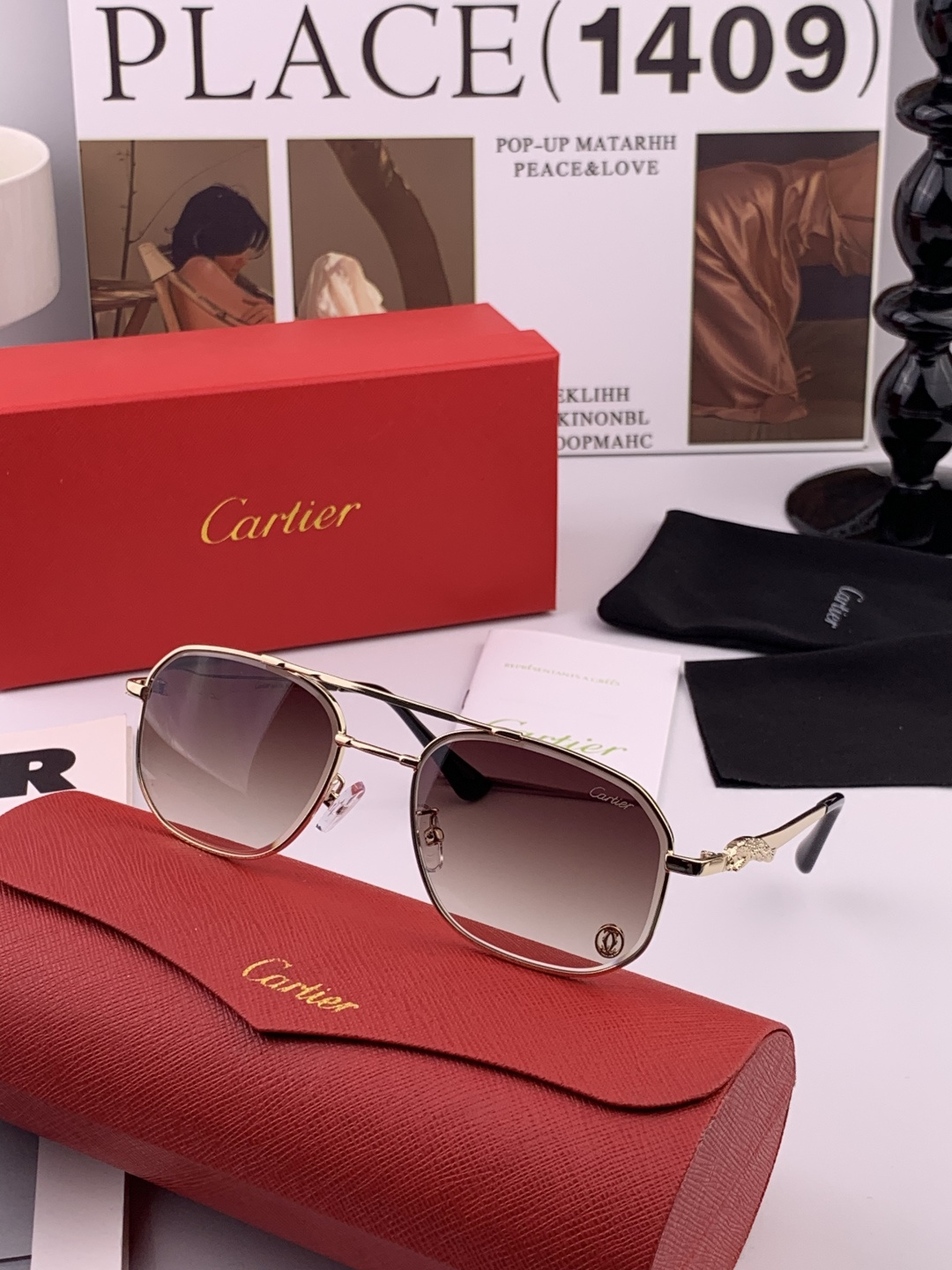 【卡地亚-cartier】 时尚高贵 很美手工🔝🔝高端品质 男女通用太阳眼镜 经典之作 有分量有质感的一