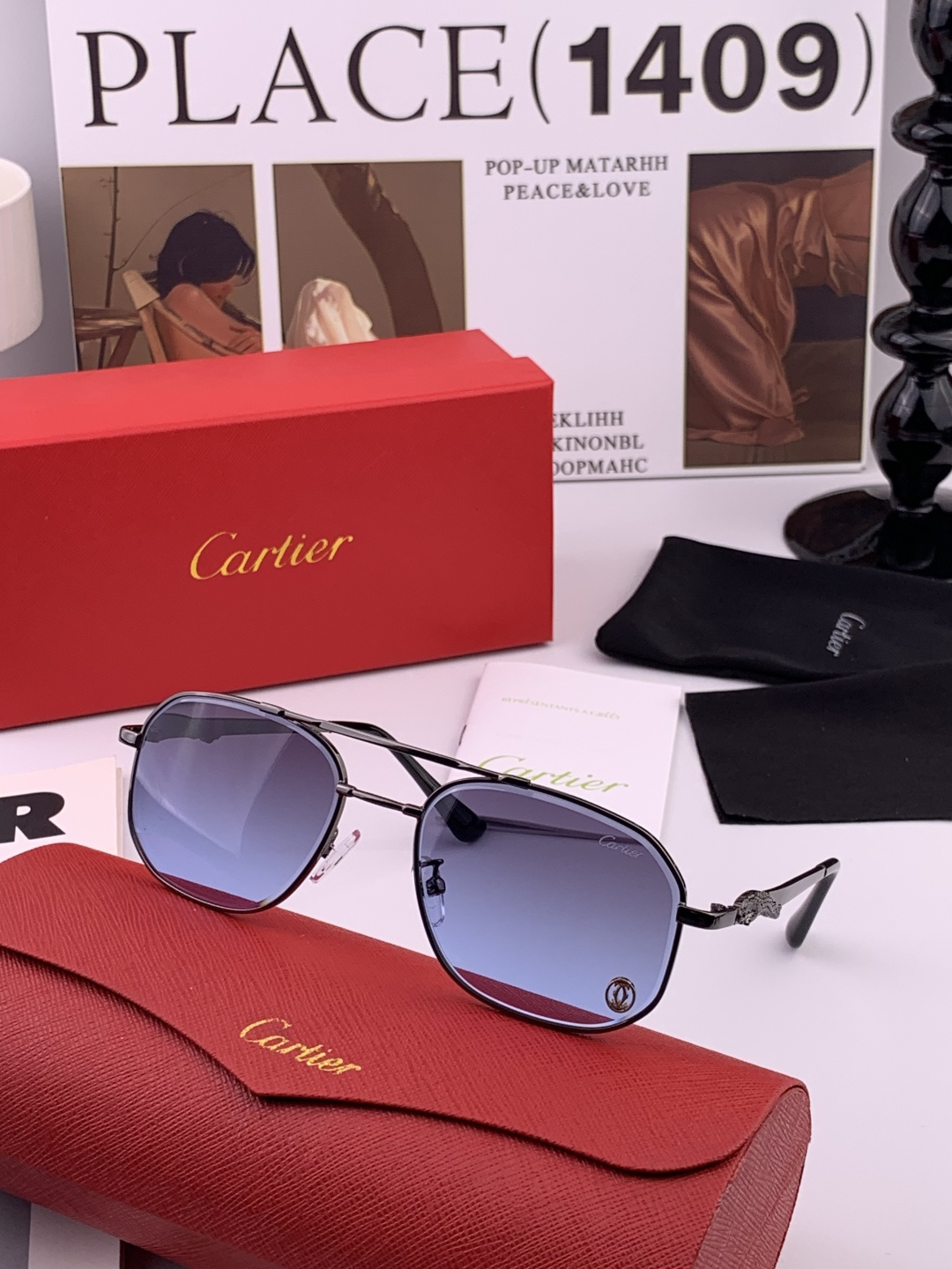 【卡地亚-cartier】 时尚高贵 很美手工🔝🔝高端品质 男女通用太阳眼镜 经典之作 有分量有质感的一