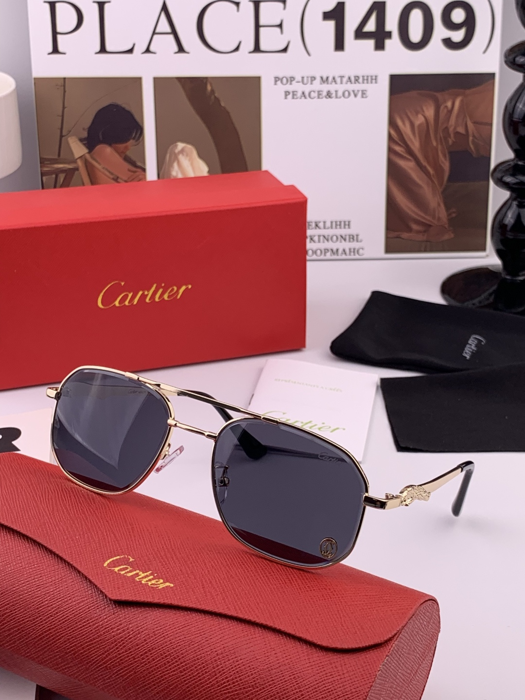 【卡地亚-cartier】 时尚高贵 很美手工🔝🔝高端品质 男女通用太阳眼镜 经典之作 有分量有质感的一