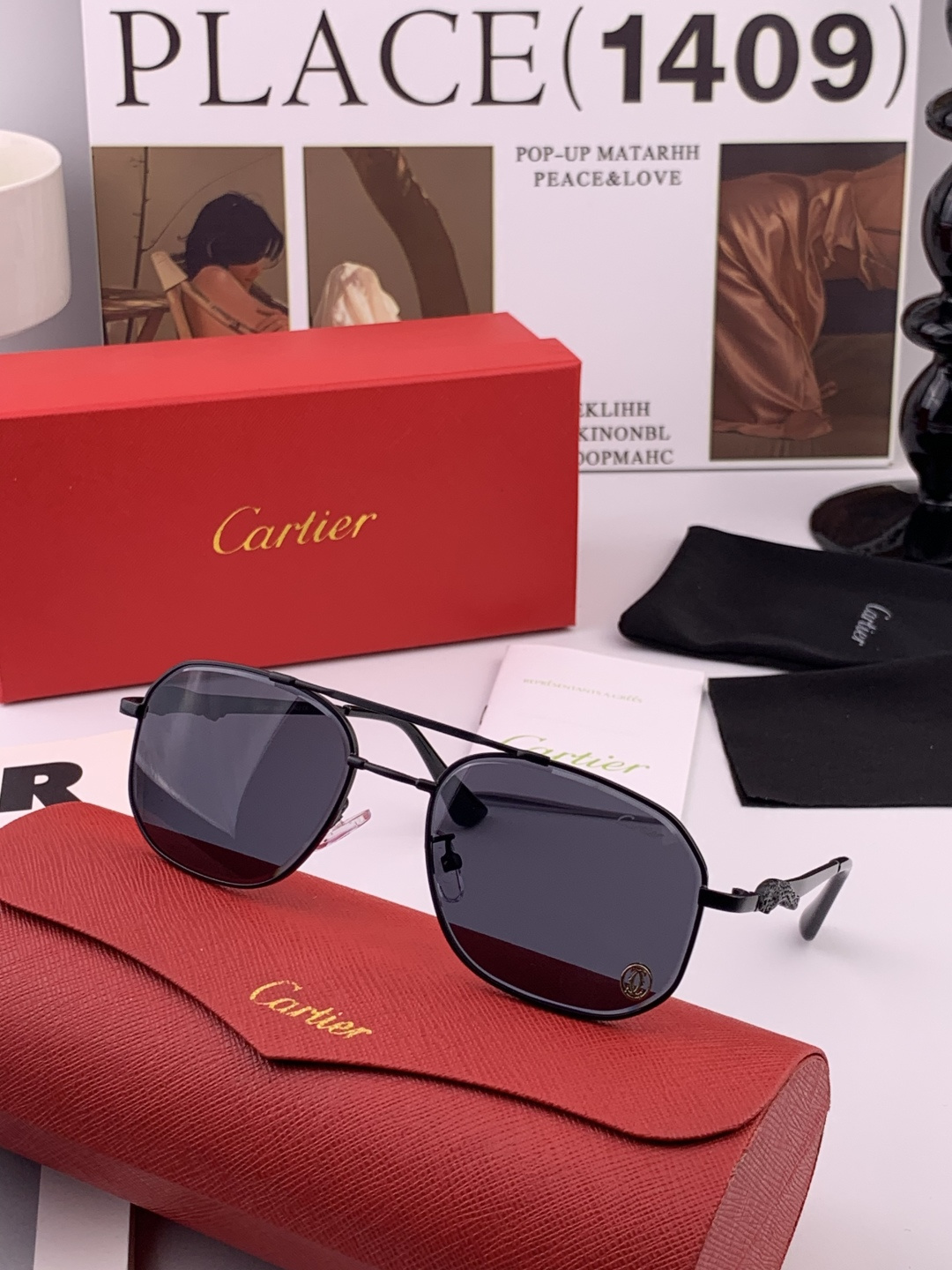 【卡地亚-cartier】 时尚高贵 很美手工🔝🔝高端品质 男女通用太阳眼镜 经典之作 有分量有质感的一