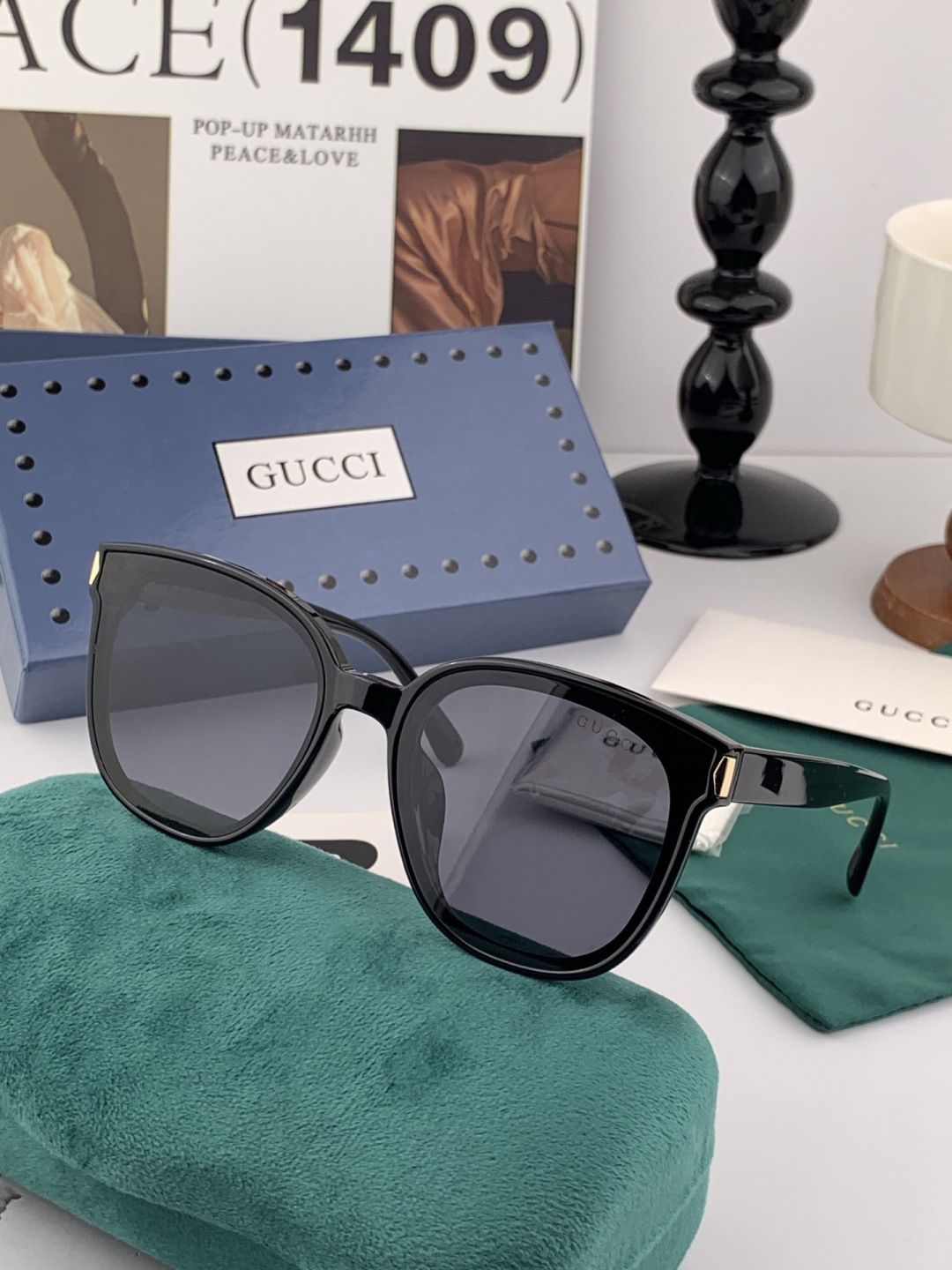 🔺 【GUCCI】开春新款 潮流爆款 时尚方框偏光太阳镜 高品质 佩戴舒适 网红潮款墨镜 女士高清尼龙偏