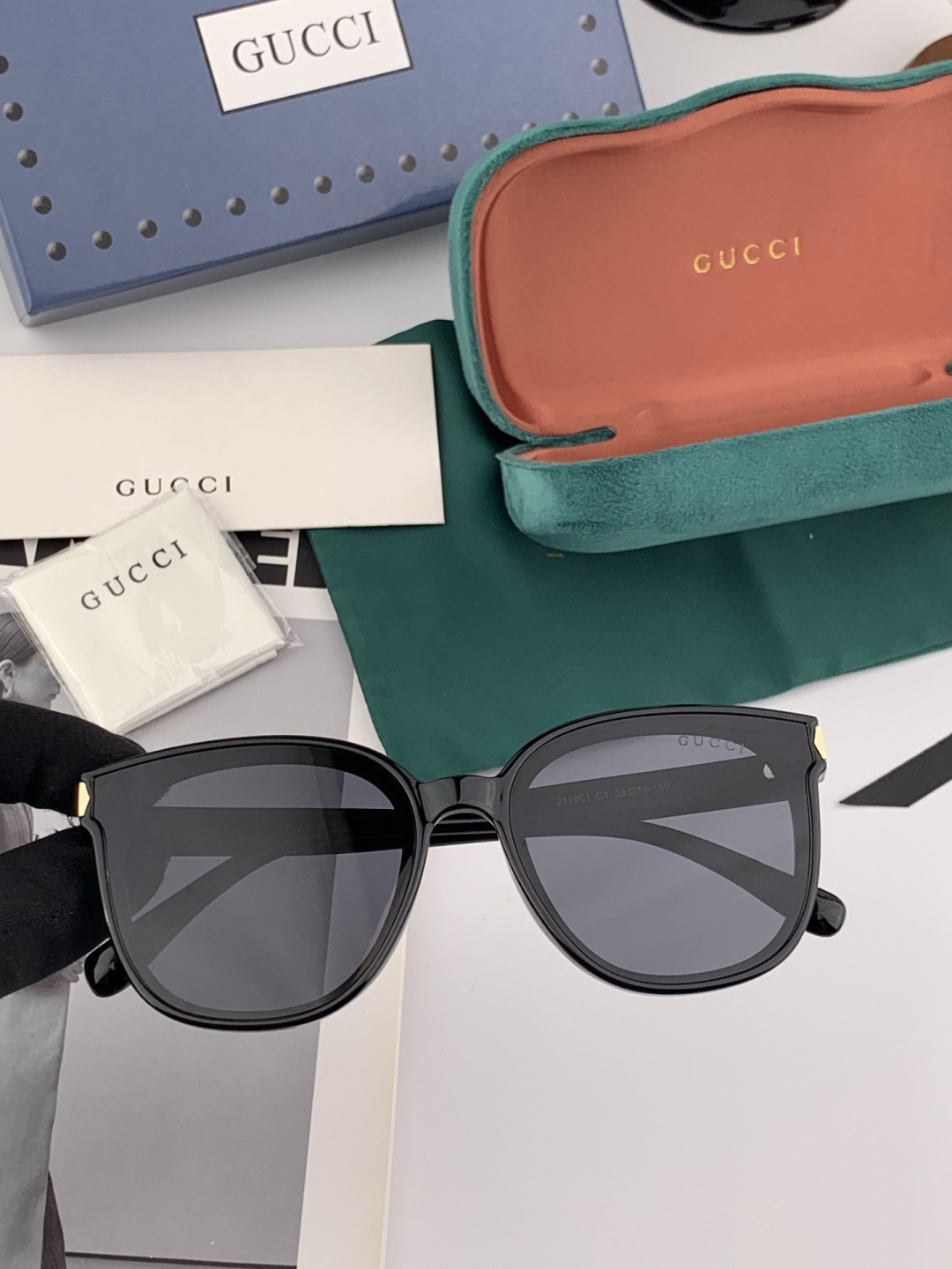 🔺 【GUCCI】开春新款 潮流爆款 时尚方框偏光太阳镜 高品质 佩戴舒适 网红潮款墨镜 女士高清尼龙偏