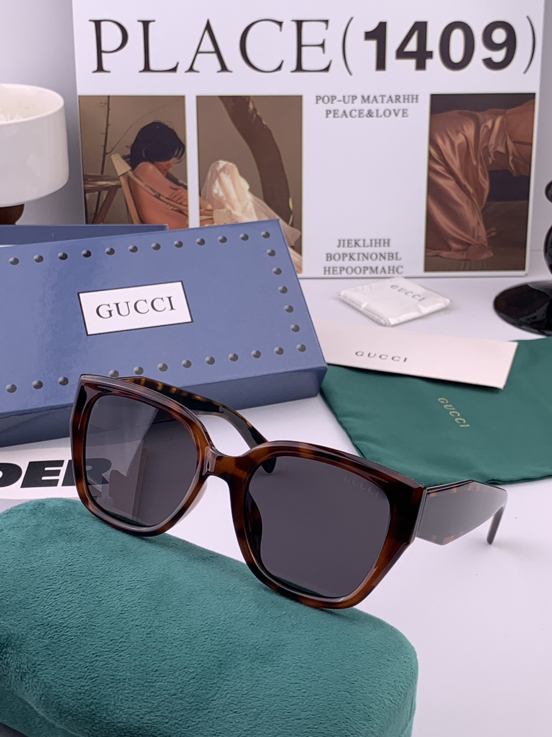 GUCCI  新款偏光太眼镜，情侣款时尚方框太阳镜佩戴舒适网红潮流款墨镜，大气女人范儿，大脸小脸都好看 