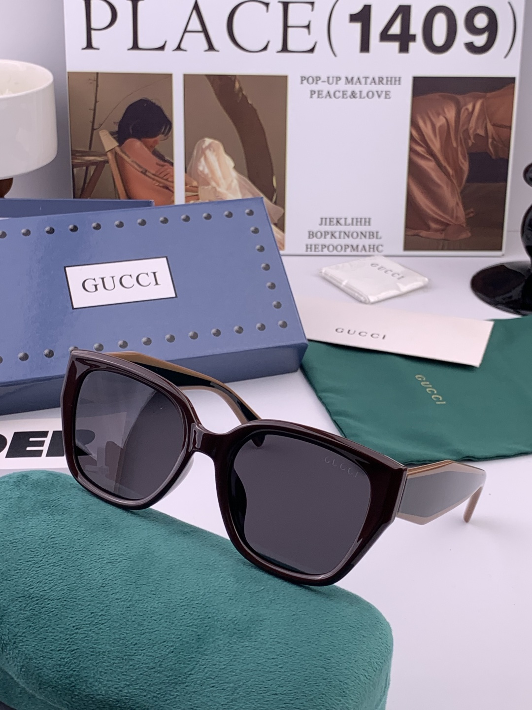 GUCCI  新款偏光太眼镜，情侣款时尚方框太阳镜佩戴舒适网红潮流款墨镜，大气女人范儿，大脸小脸都好看 
