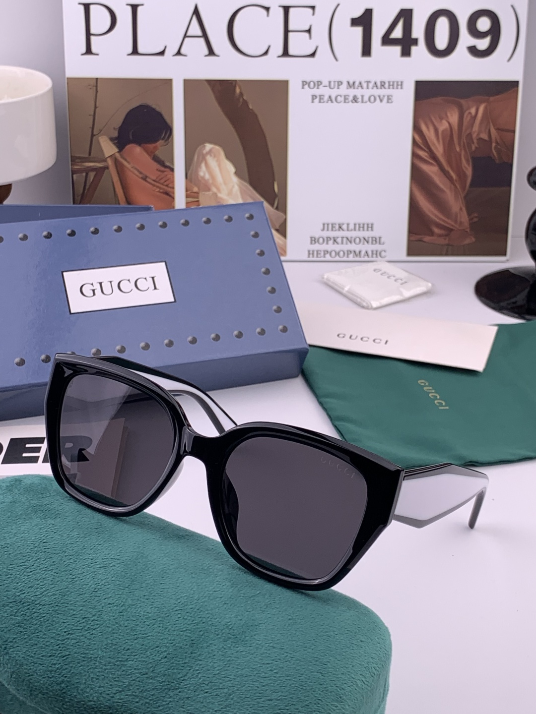 GUCCI  新款偏光太眼镜，情侣款时尚方框太阳镜佩戴舒适网红潮流款墨镜，大气女人范儿，大脸小脸都好看 