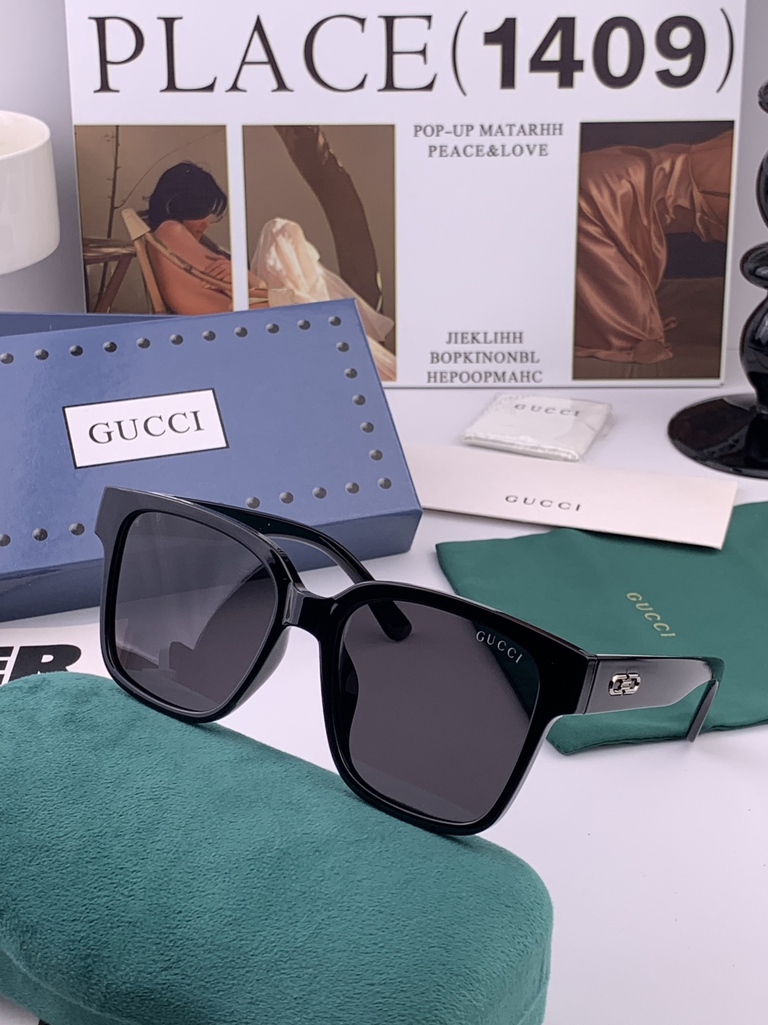 GUCCI  新款偏光太眼镜，情侣款时尚方框太阳镜佩戴舒适网红潮流款墨镜，大气女人范儿，大脸小脸都好看 