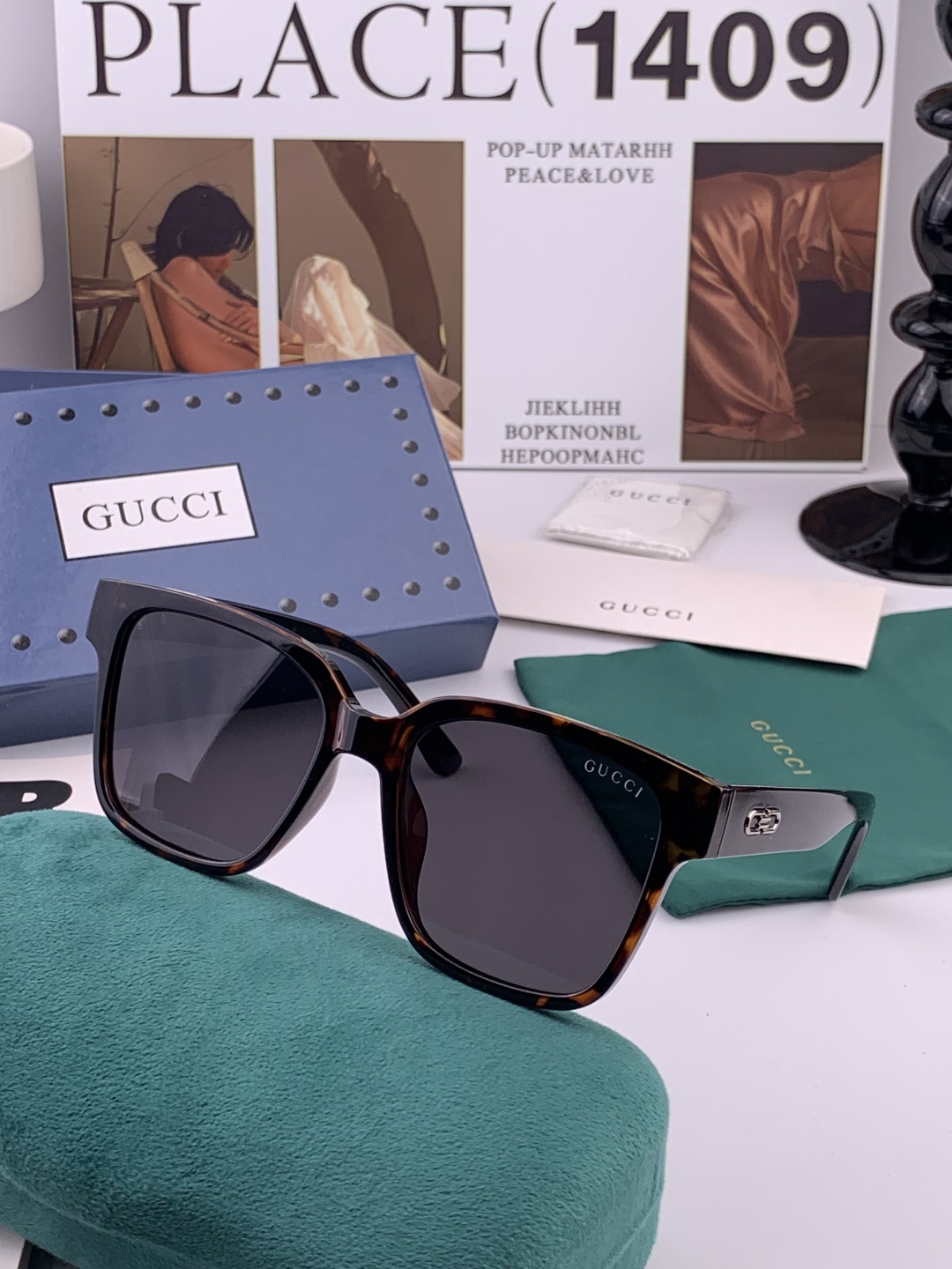 GUCCI  新款偏光太眼镜，情侣款时尚方框太阳镜佩戴舒适网红潮流款墨镜，大气女人范儿，大脸小脸都好看 