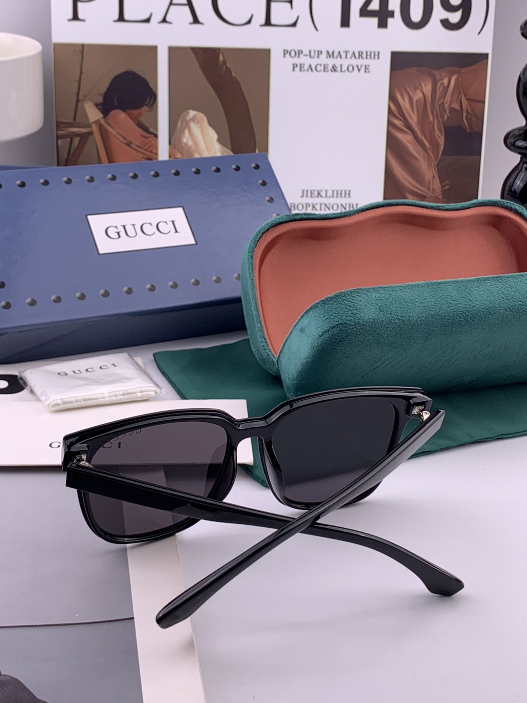 GUCCI  新款偏光太眼镜，情侣款时尚方框太阳镜佩戴舒适网红潮流款墨镜，大气女人范儿，大脸小脸都好看 