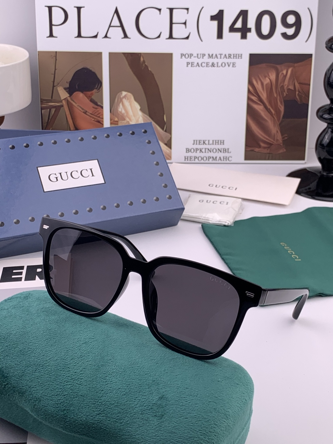 GUCCI  新款偏光太眼镜，情侣款时尚方框太阳镜佩戴舒适网红潮流款墨镜，大气女人范儿，大脸小脸都好看 
