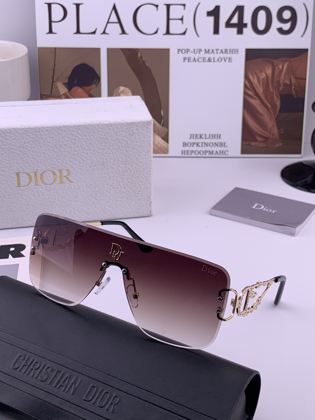 🔺 【DIOR-迪奥】开春新款 潮流爆款 时尚连体太阳镜 高品质 佩戴舒适 网红潮款墨镜 女士高清太阳镜