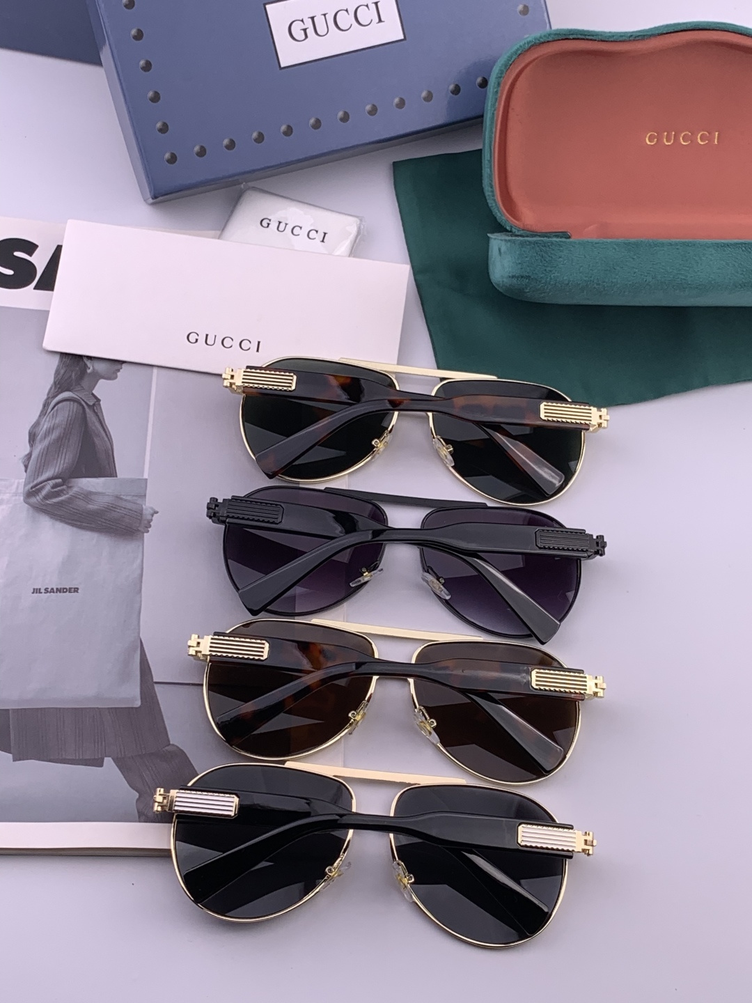 GUCC*。高品质男女款”太阳镜。 开车钓鱼都可。百搭显瘦墨镜韩版男士飞行员大框司机开车防紫外线太阳镜，