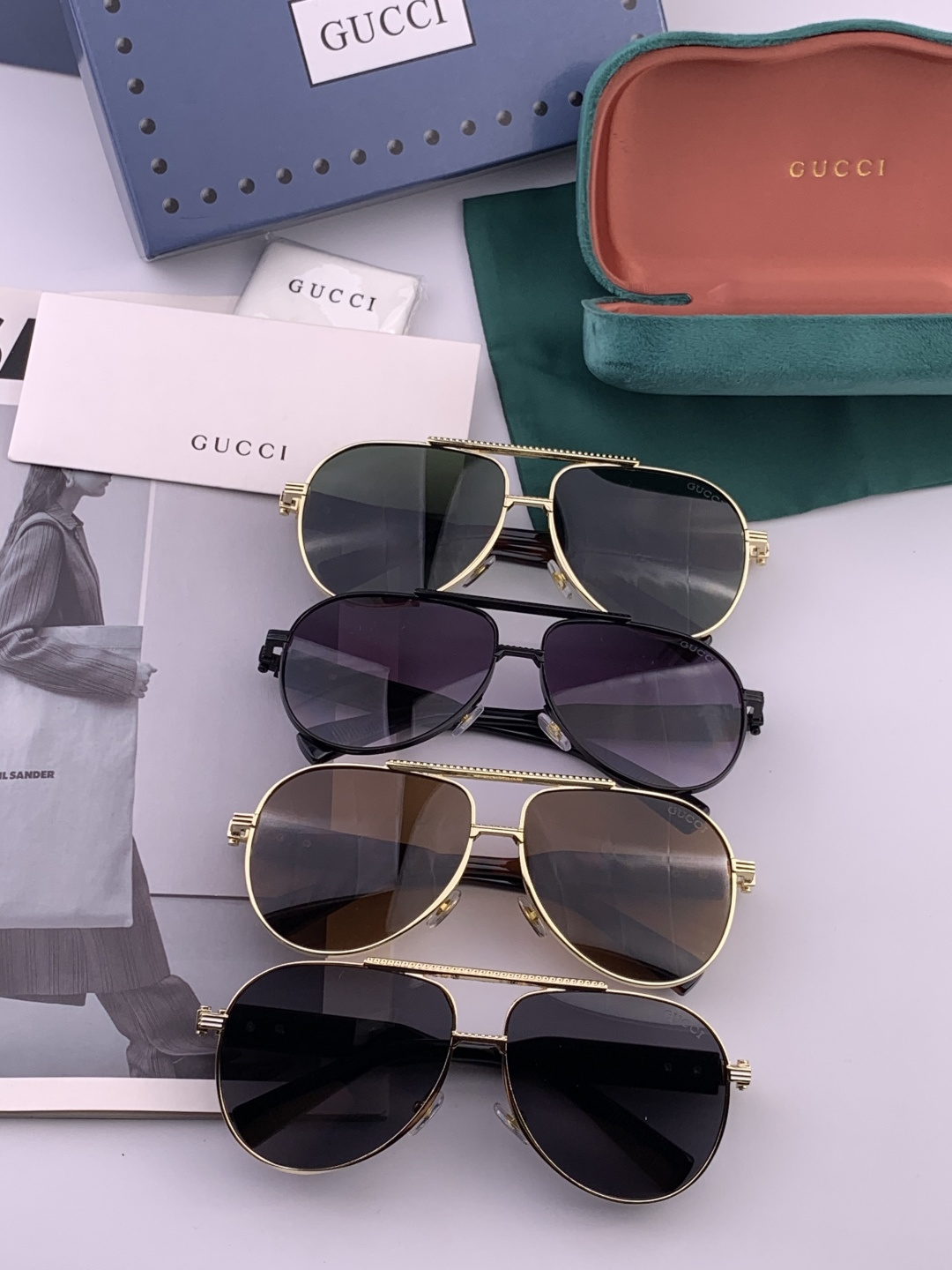 GUCC*。高品质男女款”太阳镜。 开车钓鱼都可。百搭显瘦墨镜韩版男士飞行员大框司机开车防紫外线太阳镜，