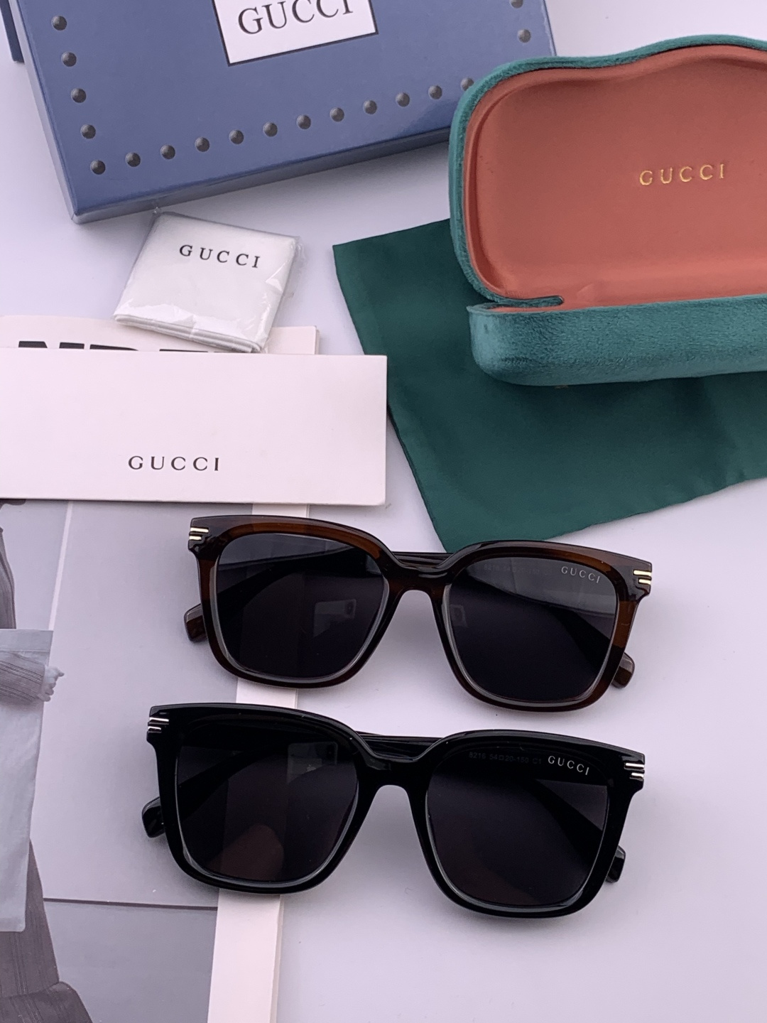 🔺 【GUCCI】开春新款 潮流爆款 时尚方框偏光太阳镜 高品质 佩戴舒适 网红潮款墨镜 女士高清尼龙偏