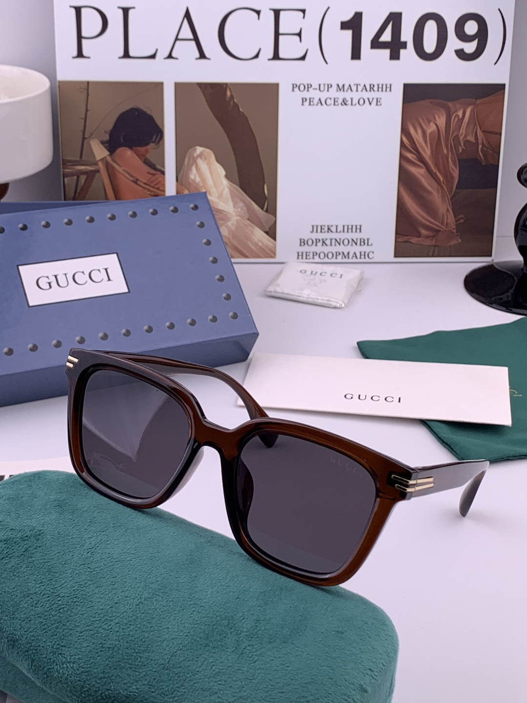 🔺 【GUCCI】开春新款 潮流爆款 时尚方框偏光太阳镜 高品质 佩戴舒适 网红潮款墨镜 女士高清尼龙偏