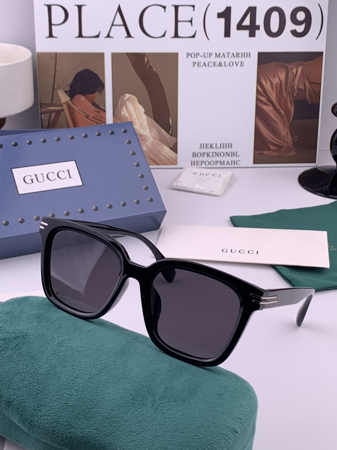 🔺 【GUCCI】开春新款 潮流爆款 时尚方框偏光太阳镜 高品质 佩戴舒适 网红潮款墨镜 女士高清尼龙偏