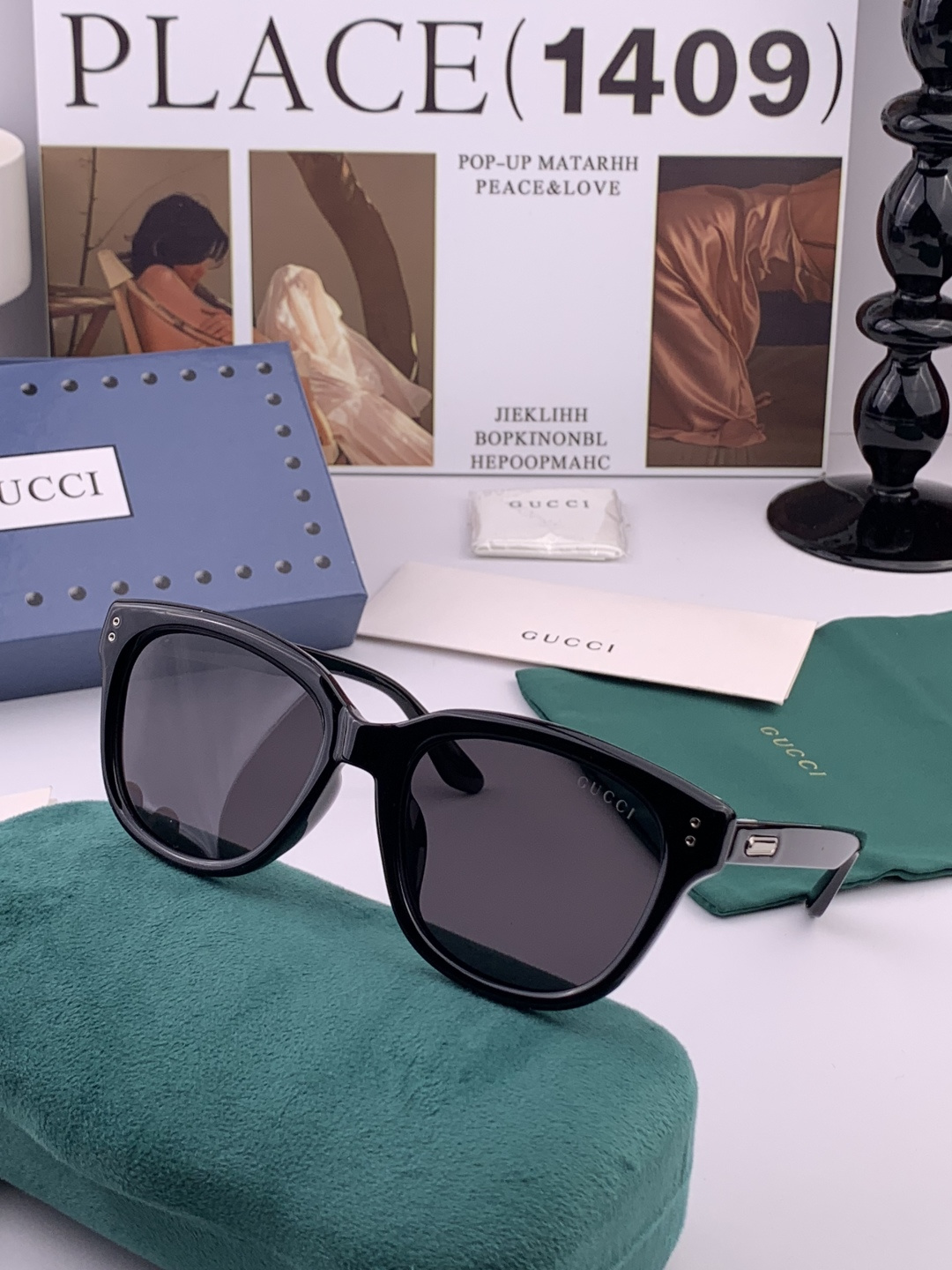 🔺 【GUCCI】开春新款 潮流爆款 时尚方框偏光太阳镜 高品质 佩戴舒适 网红潮款墨镜 女士高清尼龙偏