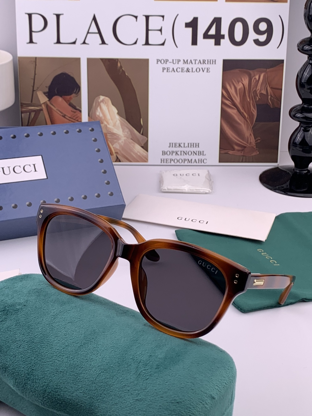 🔺 【GUCCI】开春新款 潮流爆款 时尚方框偏光太阳镜 高品质 佩戴舒适 网红潮款墨镜 女士高清尼龙偏