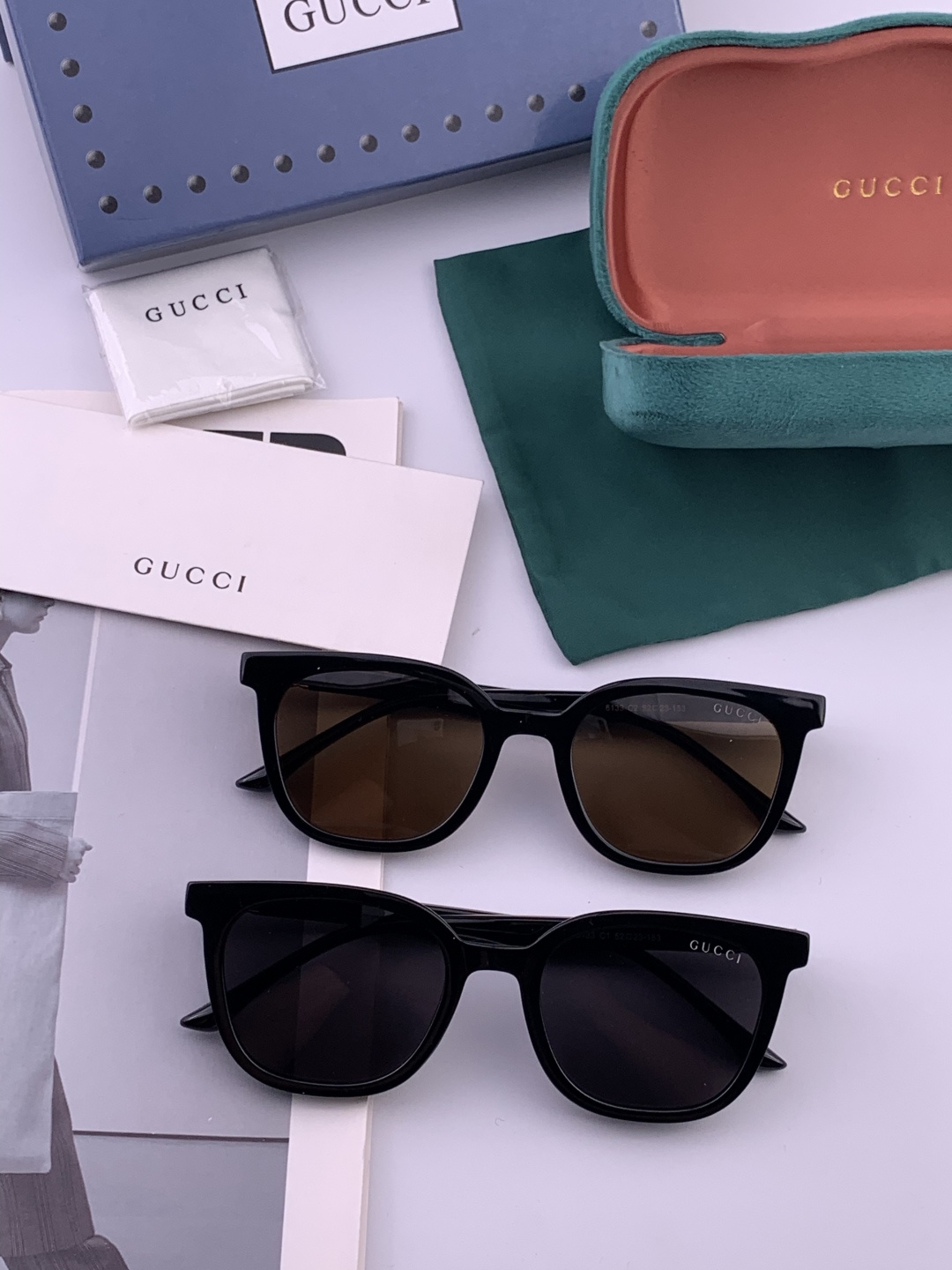 🔺 【GUCCI】开春新款 潮流爆款 时尚方框偏光太阳镜 高品质 佩戴舒适 网红潮款墨镜 女士高清尼龙偏