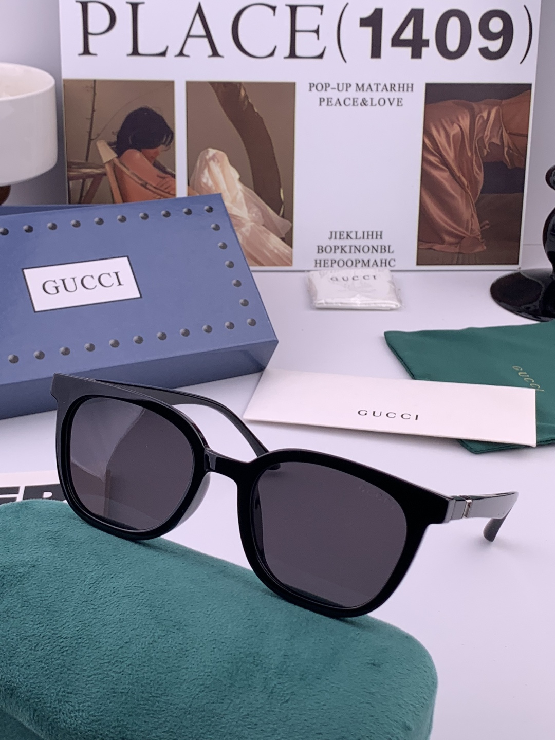 🔺 【GUCCI】开春新款 潮流爆款 时尚方框偏光太阳镜 高品质 佩戴舒适 网红潮款墨镜 女士高清尼龙偏