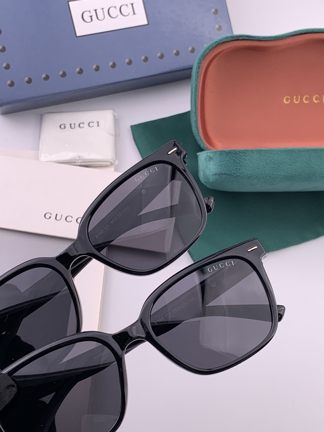 🔺 【GUCCI】开春新款 潮流爆款 时尚方框偏光太阳镜 高品质 佩戴舒适 网红潮款墨镜 女士高清尼龙偏