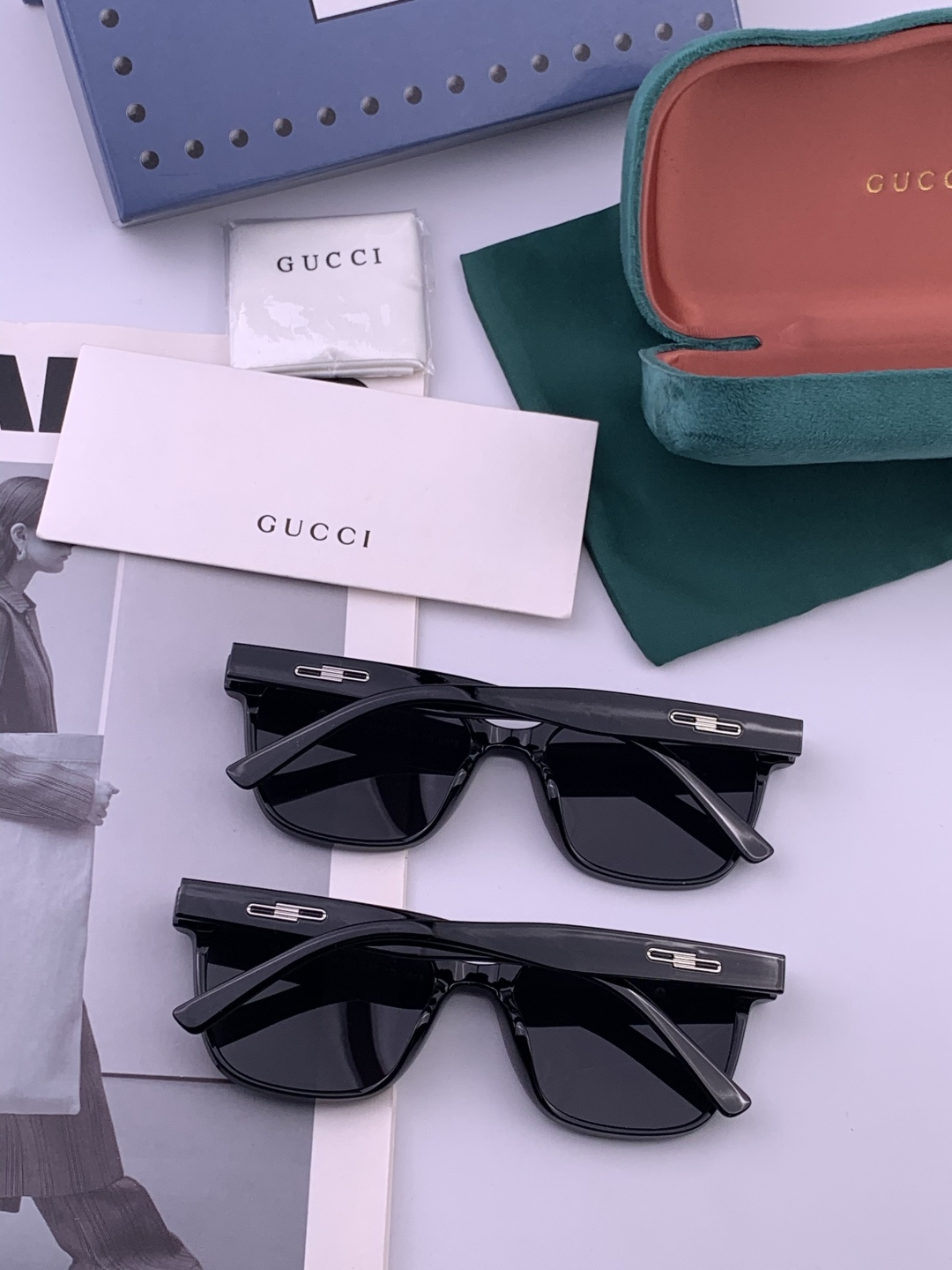 🔺 【GUCCI】开春新款 潮流爆款 时尚方框偏光太阳镜 高品质 佩戴舒适 网红潮款墨镜 女士高清尼龙偏