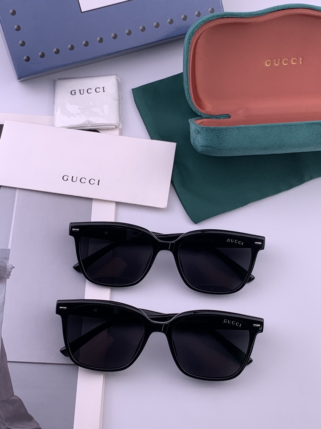 🔺 【GUCCI】开春新款 潮流爆款 时尚方框偏光太阳镜 高品质 佩戴舒适 网红潮款墨镜 女士高清尼龙偏
