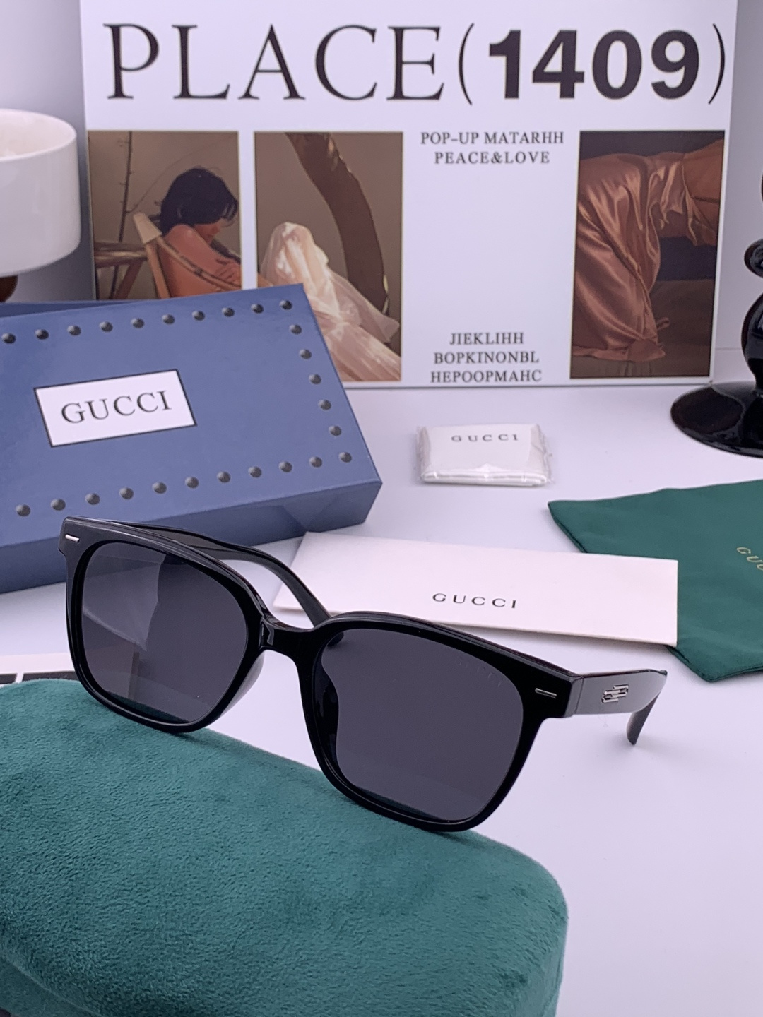 🔺 【GUCCI】开春新款 潮流爆款 时尚方框偏光太阳镜 高品质 佩戴舒适 网红潮款墨镜 女士高清尼龙偏