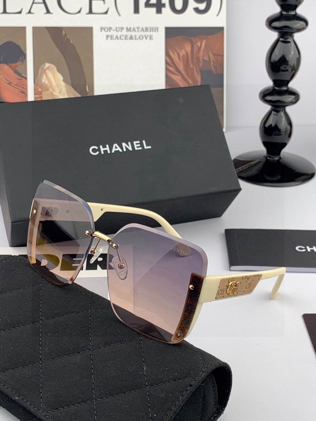 🔺 【香奈儿】开春新款 潮流爆款 时尚方框太阳镜 高品质 佩戴舒适 网红潮款墨镜 女士高清加厚偏光太阳镜