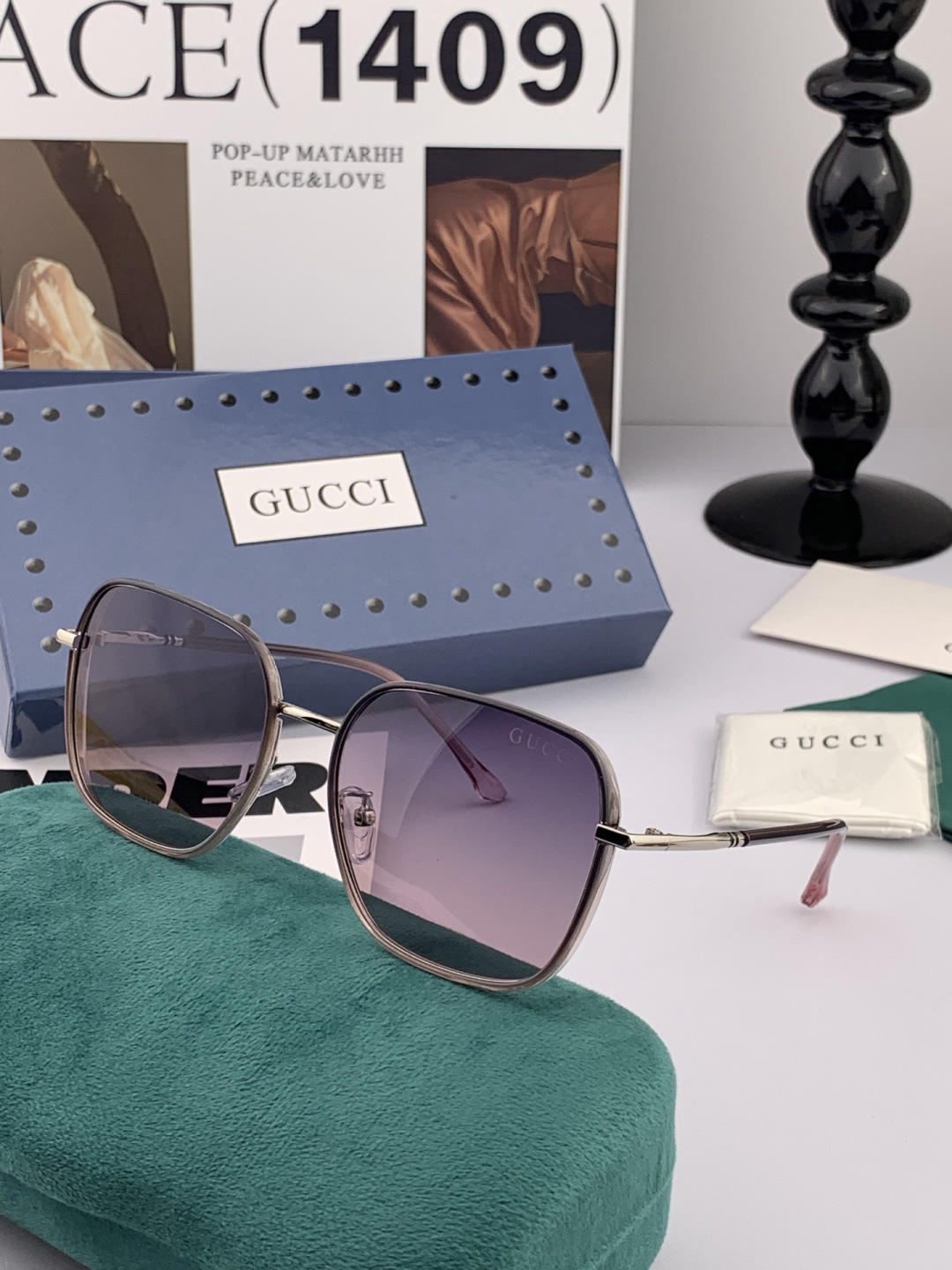 GUCCI 开春新款太阳镜 各路网红纷纷带起气场满分‼️ 俏皮甜美.上脸效果更佳.金属质感超好 型号：G