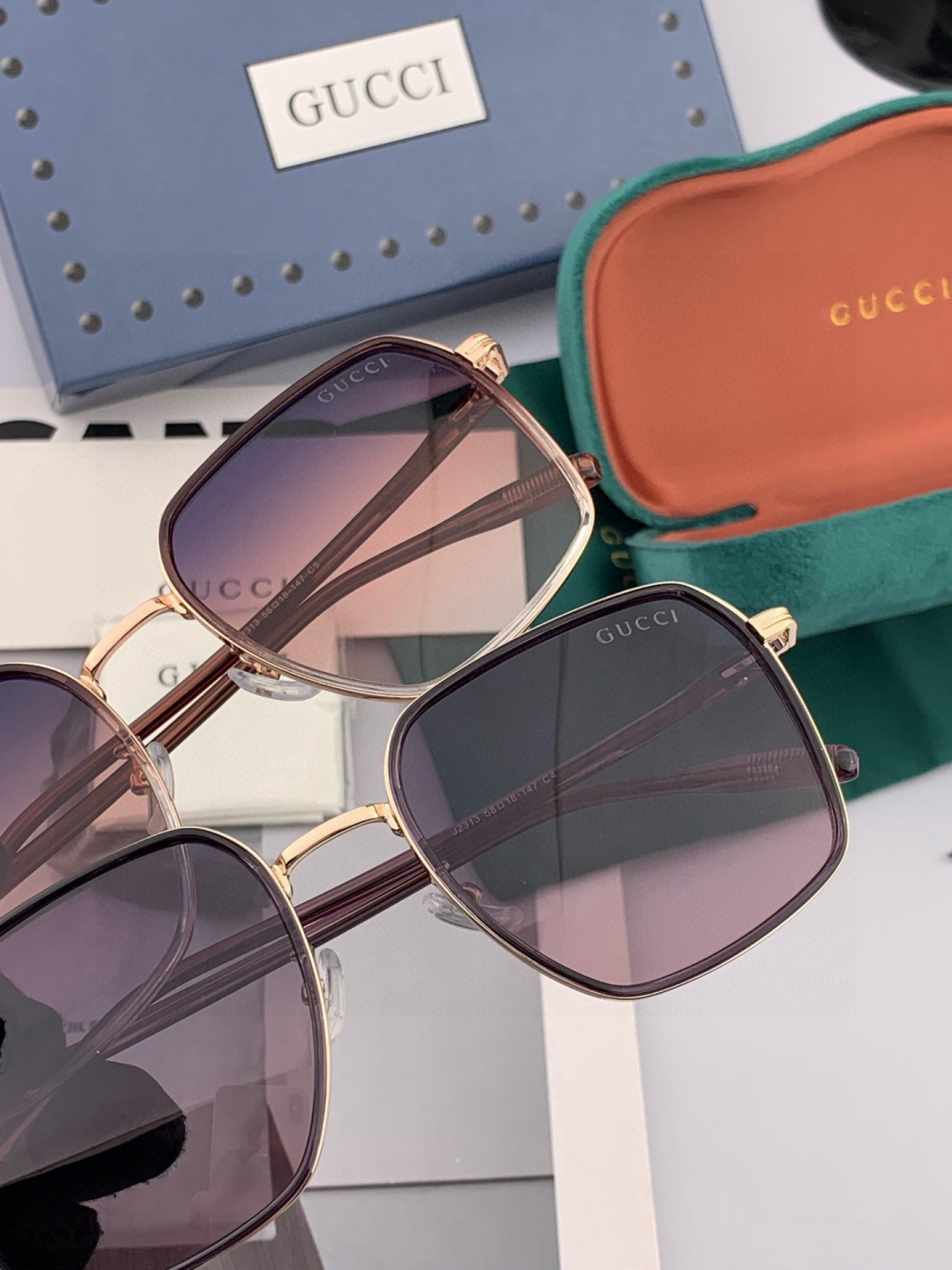 【偏光系列】Gucci 经典的方框设计，不挑脸型，无论搭配大衣还是连衣裙都非常显气质偏光镜片预防紫外线 