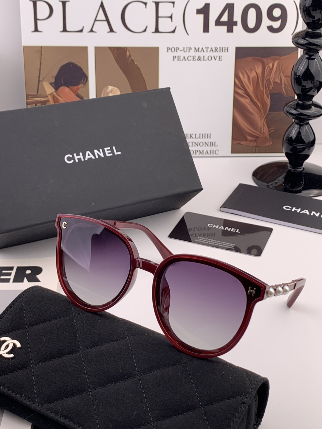 🔺CHANEL🔻官方早春新款，众多明星同款[色]香奈儿‼️‼️新款珍珠大框偏光墨镜 ，🌈🌈宝丽来超清偏光