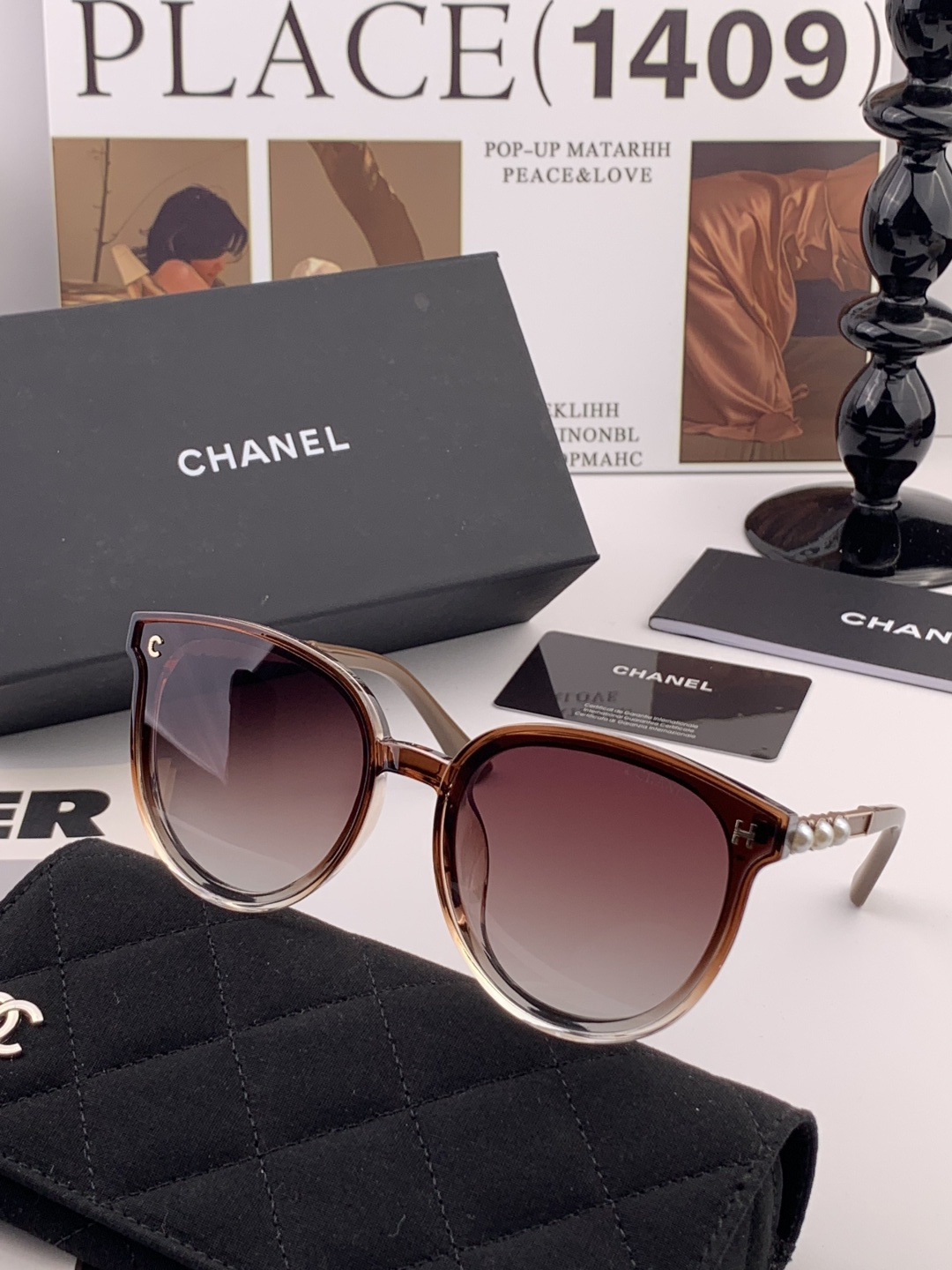 🔺CHANEL🔻官方早春新款，众多明星同款[色]香奈儿‼️‼️新款珍珠大框偏光墨镜 ，🌈🌈宝丽来超清偏光