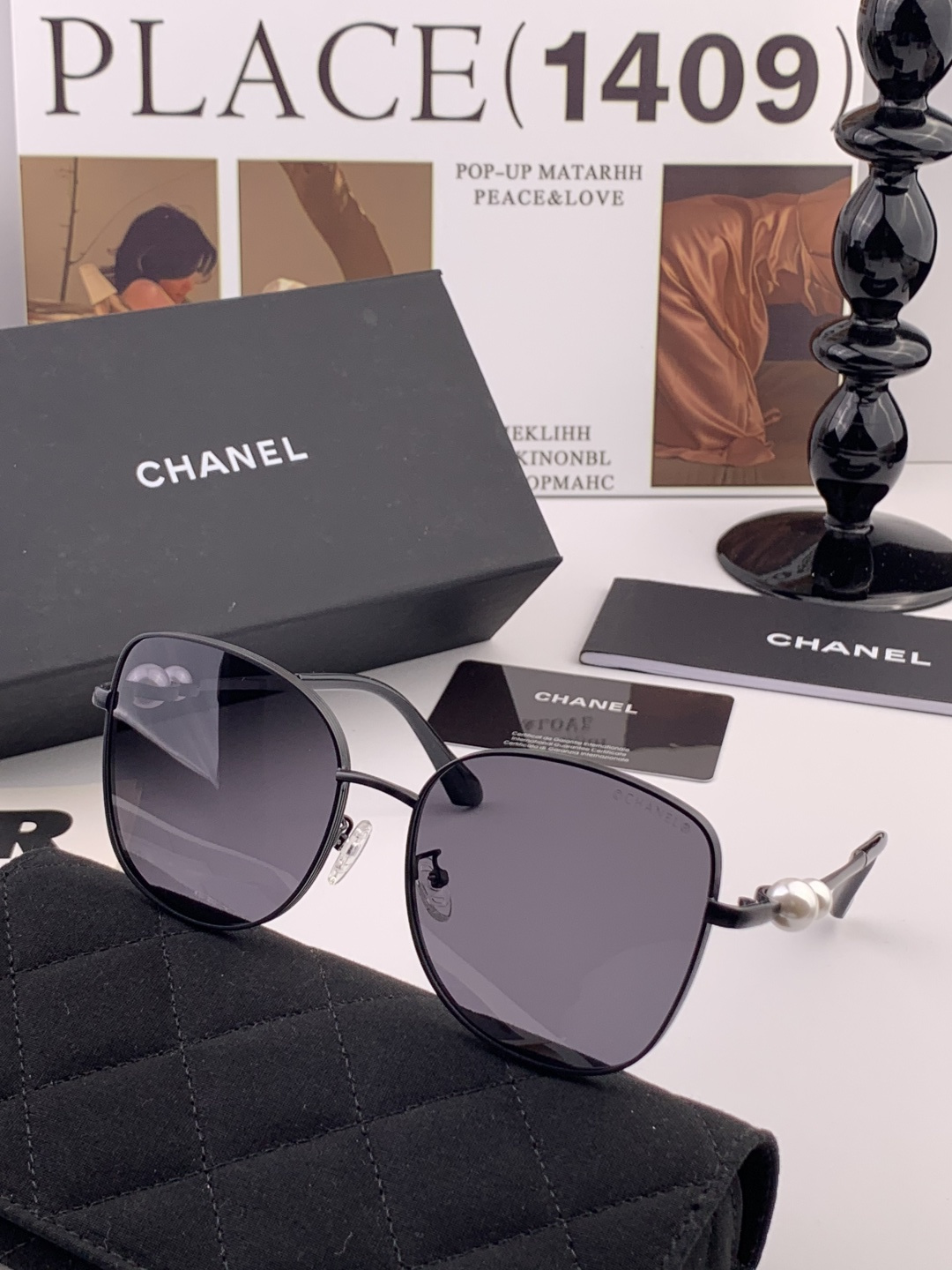 🔺CHANEL🔻官方早春新款，众多明星同款[色]香奈儿‼️‼️新款珍珠大框偏光墨镜 ，🌈🌈宝丽来超清偏光