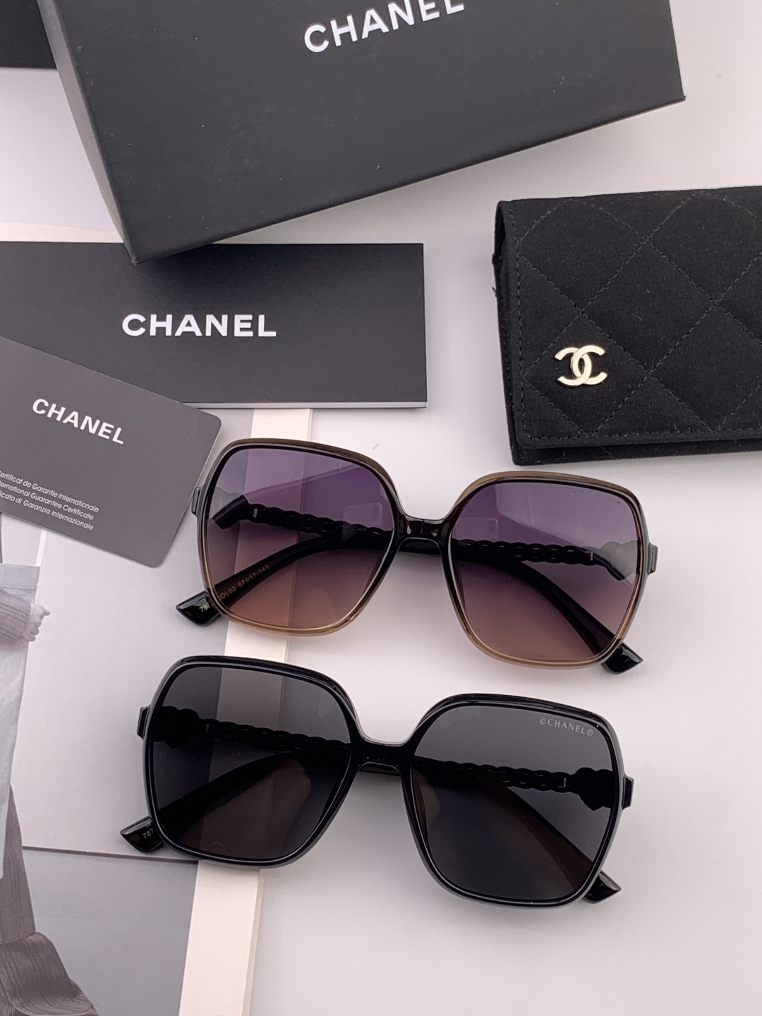 【CHANEL】香奈儿 新款潮流爆款 时尚方框太阳镜 佩戴舒适 网红潮款墨镜 女士高清加厚偏光太阳镜🕶️