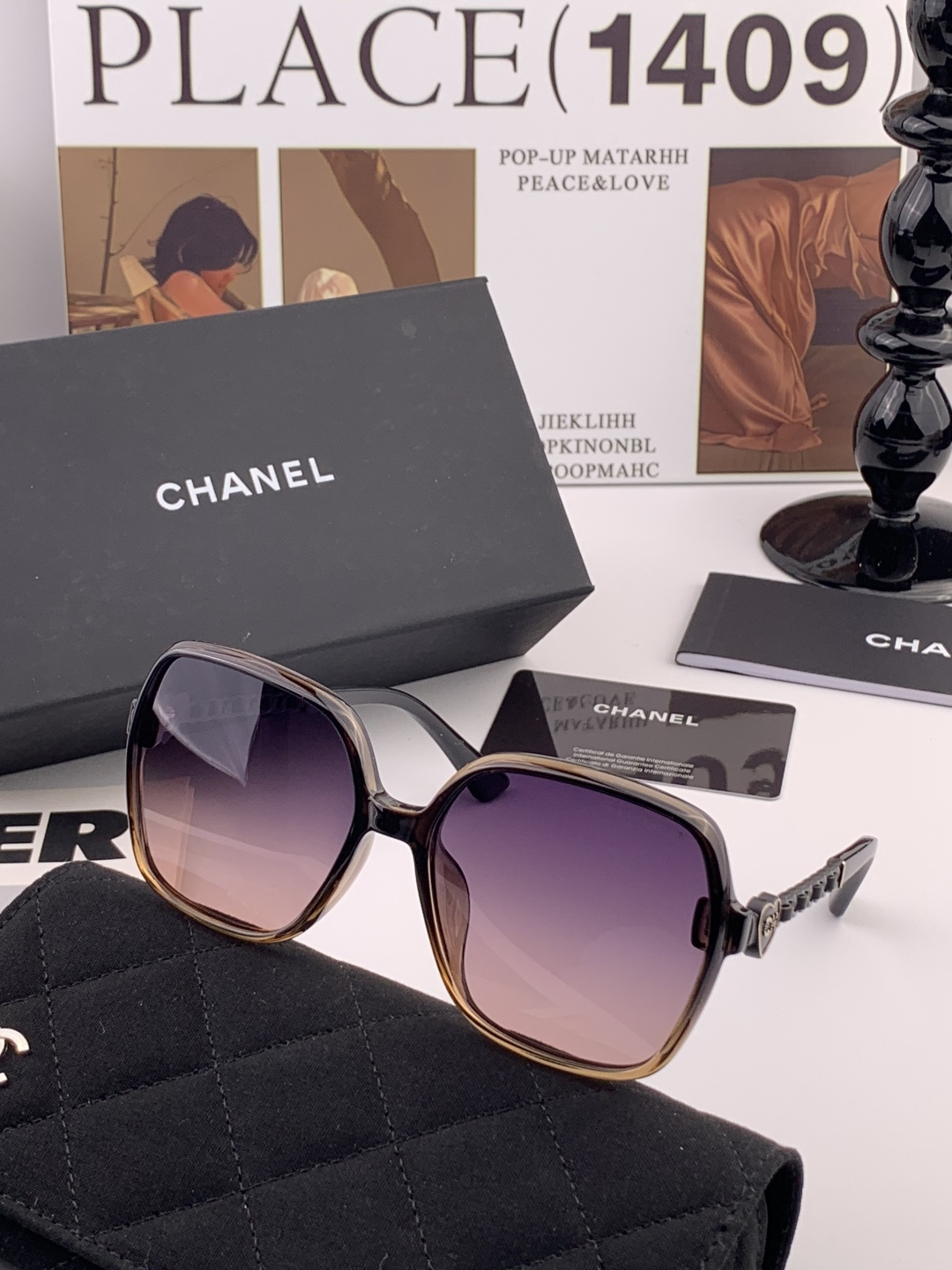【CHANEL】香奈儿 新款潮流爆款 时尚方框太阳镜 佩戴舒适 网红潮款墨镜 女士高清加厚偏光太阳镜🕶️
