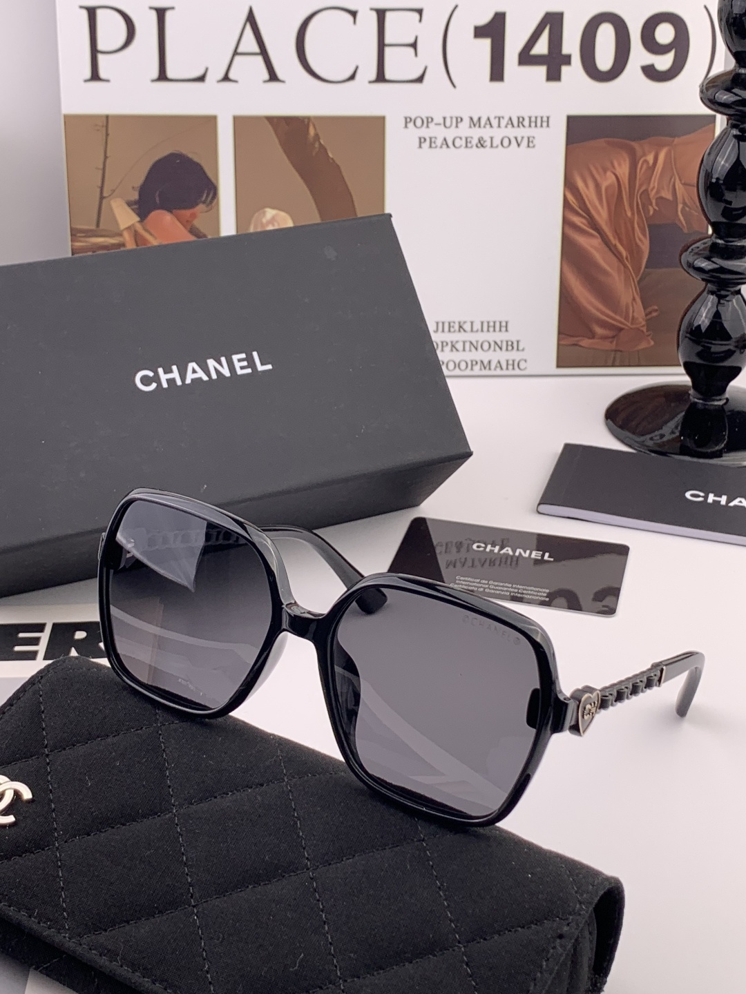 【CHANEL】香奈儿 新款潮流爆款 时尚方框太阳镜 佩戴舒适 网红潮款墨镜 女士高清加厚偏光太阳镜🕶️