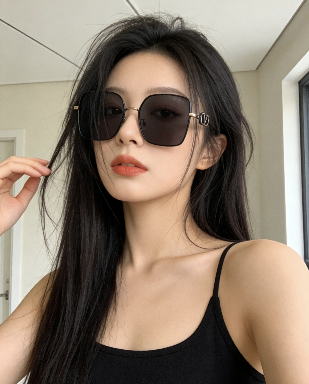 【偏光系列】lv大框太阳镜墨镜经典的方框设计，不挑脸型，无论搭配大衣还是连衣裙都非常显气质偏光镜片预防紫