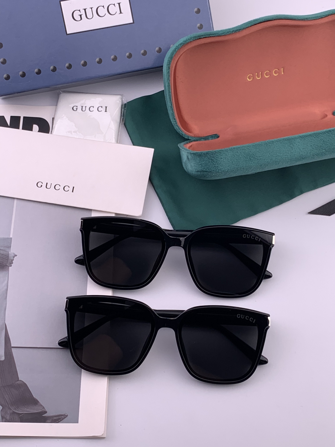 GUCCI 新款尼龙偏光太眼镜，情侣款时尚方框太阳镜佩戴舒适网红潮流款墨镜，大气女人范儿，大脸小脸都好看