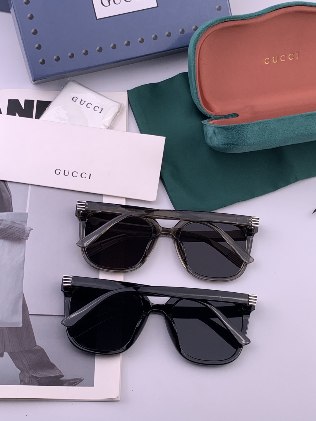 GUCCI 新款尼龙偏光太眼镜，情侣款时尚方框太阳镜佩戴舒适网红潮流款墨镜，大气女人范儿，大脸小脸都好看