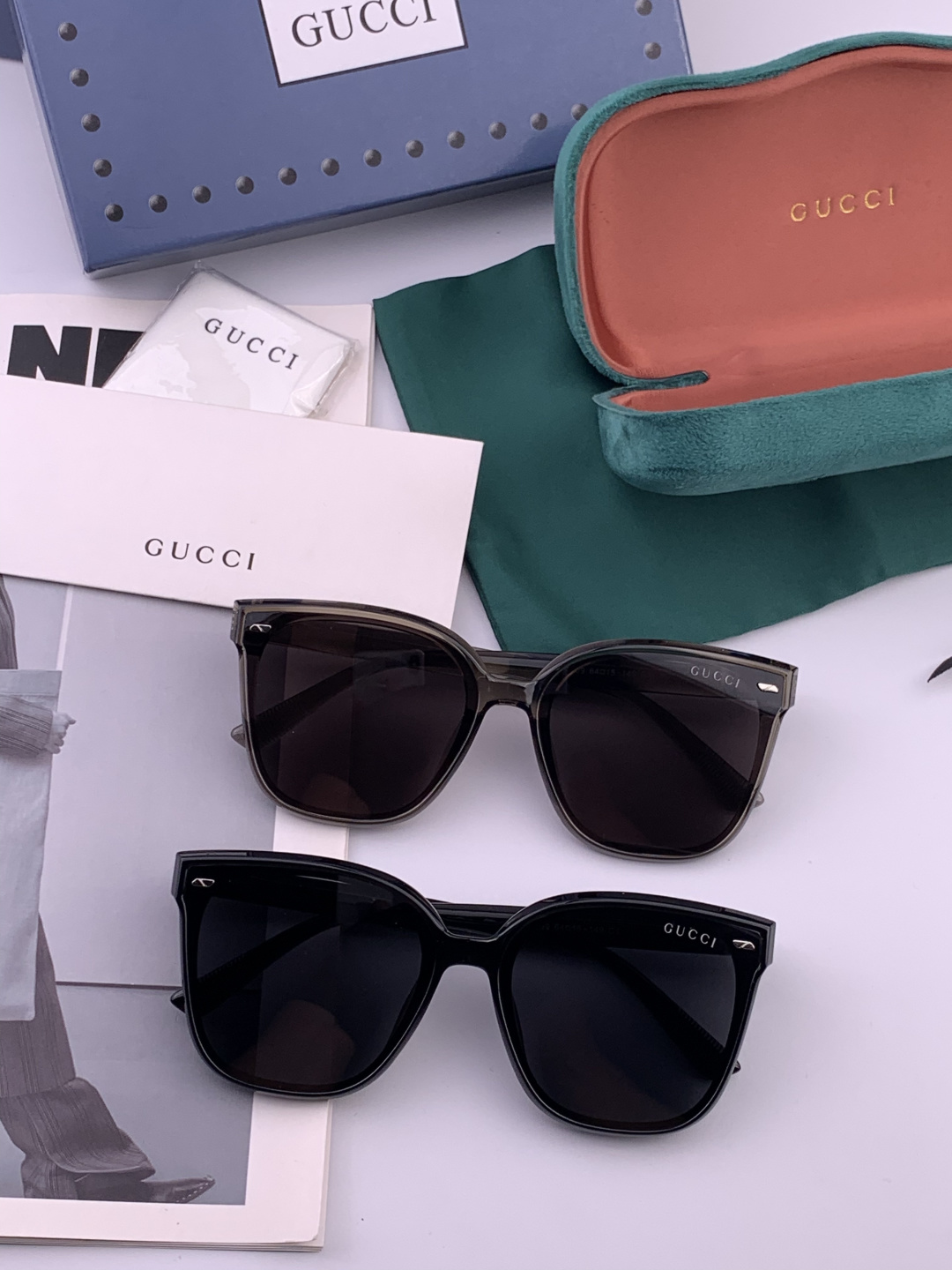 GUCCI 新款尼龙偏光太眼镜，情侣款时尚方框太阳镜佩戴舒适网红潮流款墨镜，大气女人范儿，大脸小脸都好看