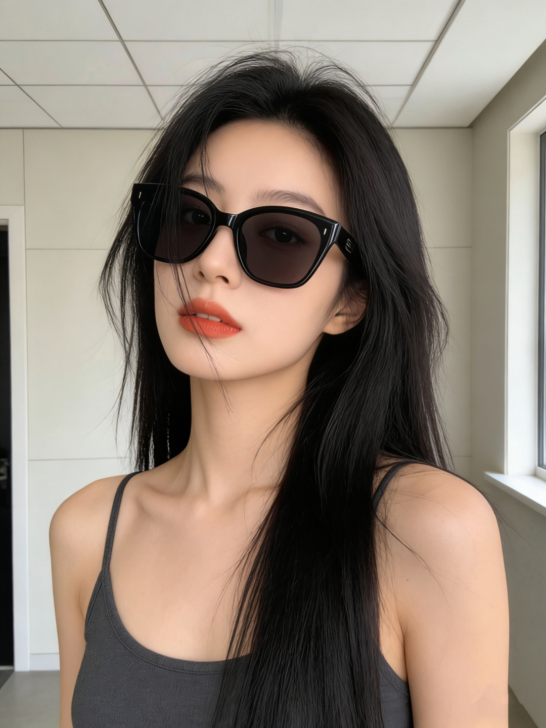 GUCCI 新款尼龙偏光太眼镜，情侣款时尚方框太阳镜佩戴舒适网红潮流款墨镜，大气女人范儿，大脸小脸都好看