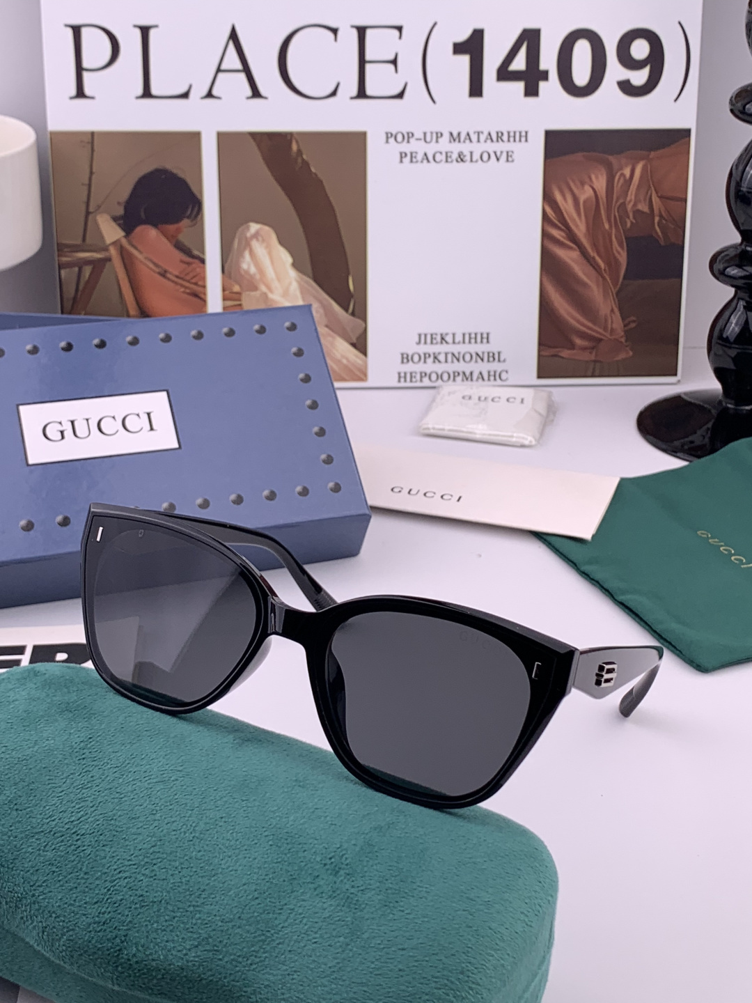 GUCCI 新款尼龙偏光太眼镜，情侣款时尚方框太阳镜佩戴舒适网红潮流款墨镜，大气女人范儿，大脸小脸都好看