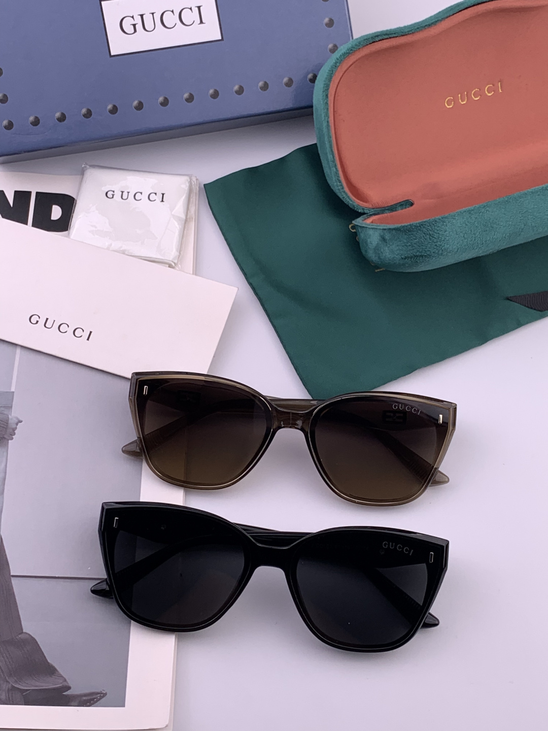 GUCCI 新款尼龙偏光太眼镜，情侣款时尚方框太阳镜佩戴舒适网红潮流款墨镜，大气女人范儿，大脸小脸都好看