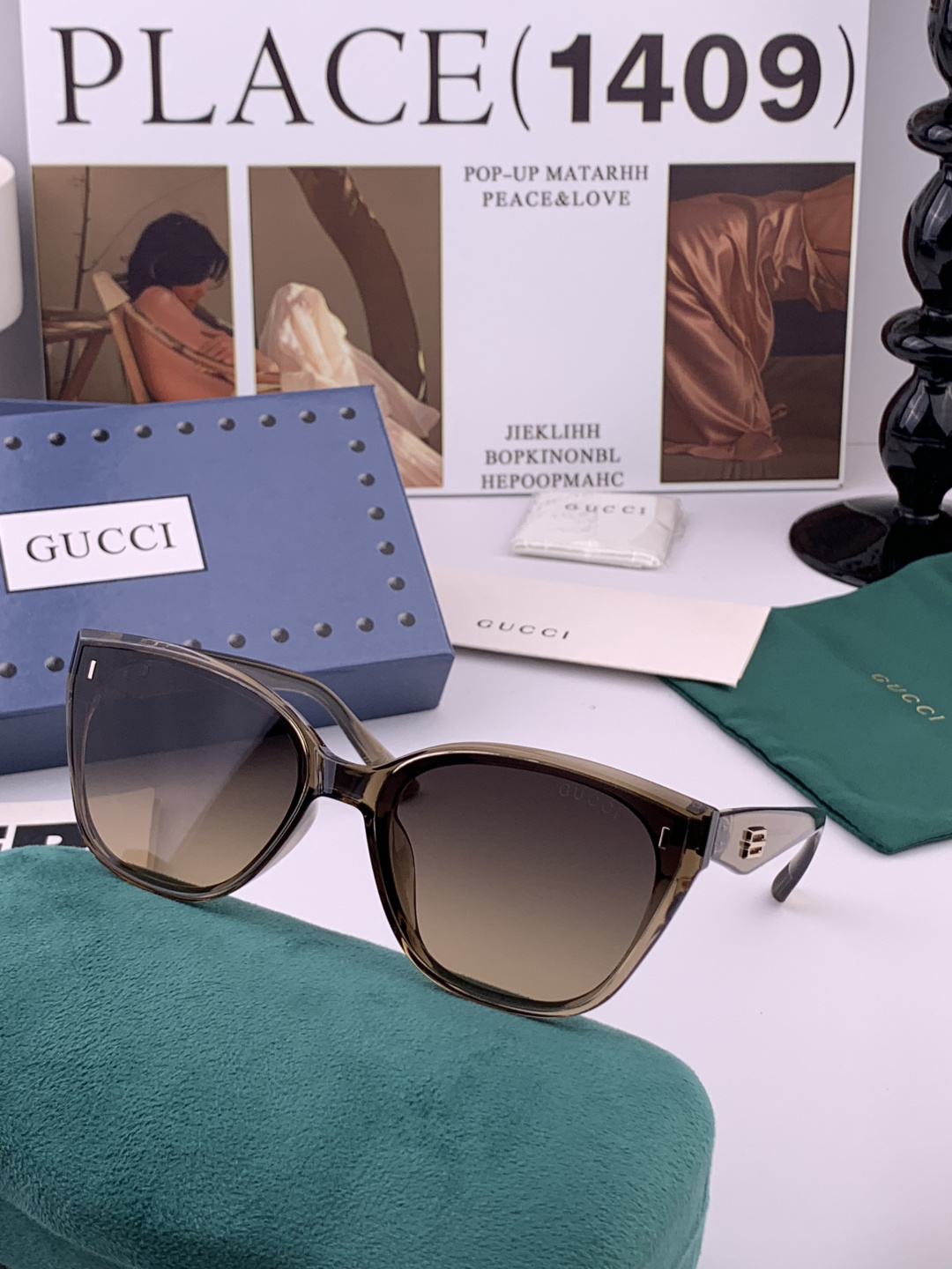 GUCCI 新款尼龙偏光太眼镜，情侣款时尚方框太阳镜佩戴舒适网红潮流款墨镜，大气女人范儿，大脸小脸都好看