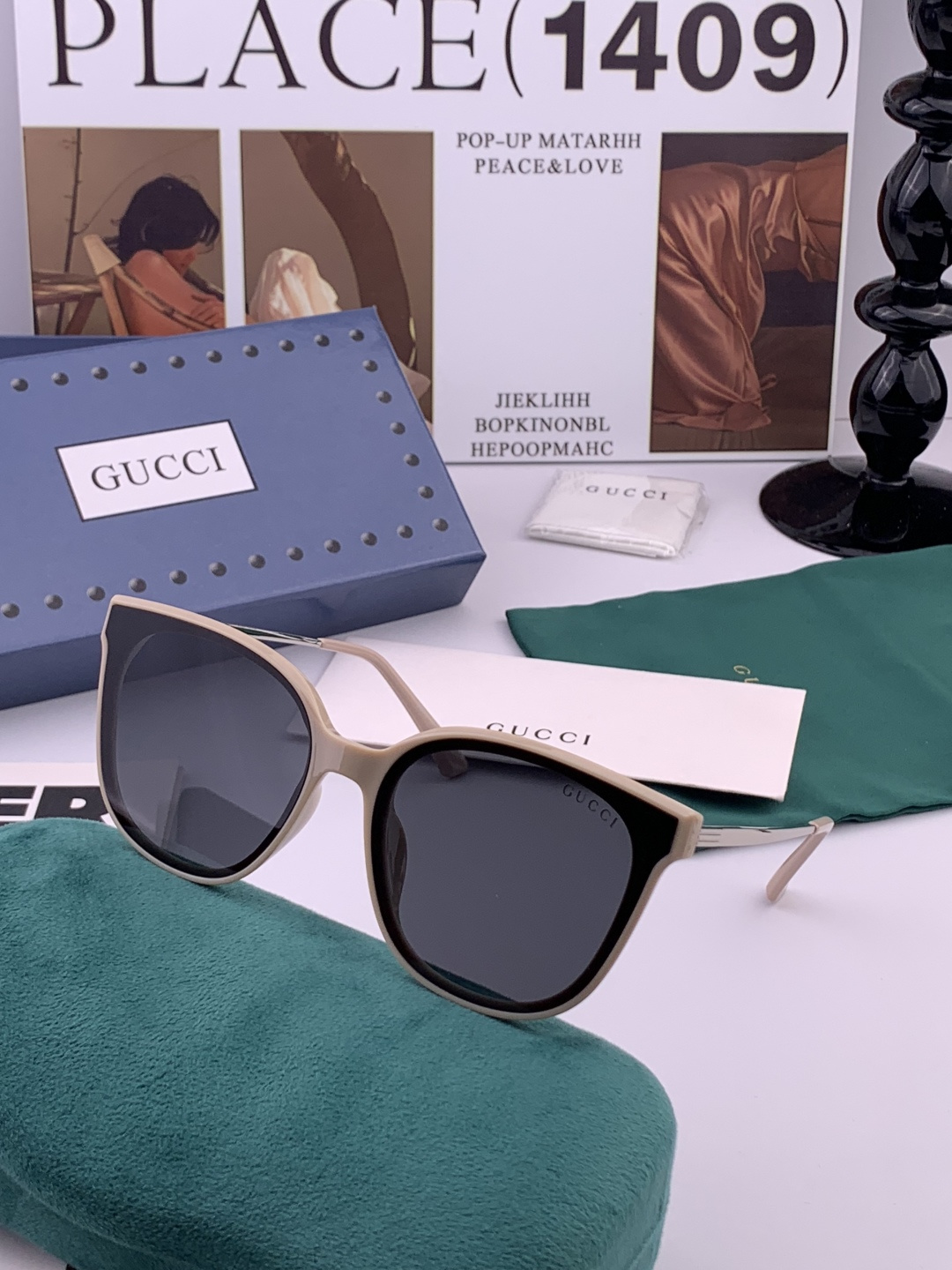 GUCCI 新款尼龙偏光太眼镜，情侣款时尚方框太阳镜佩戴舒适网红潮流款墨镜，大气女人范儿，大脸小脸都好看