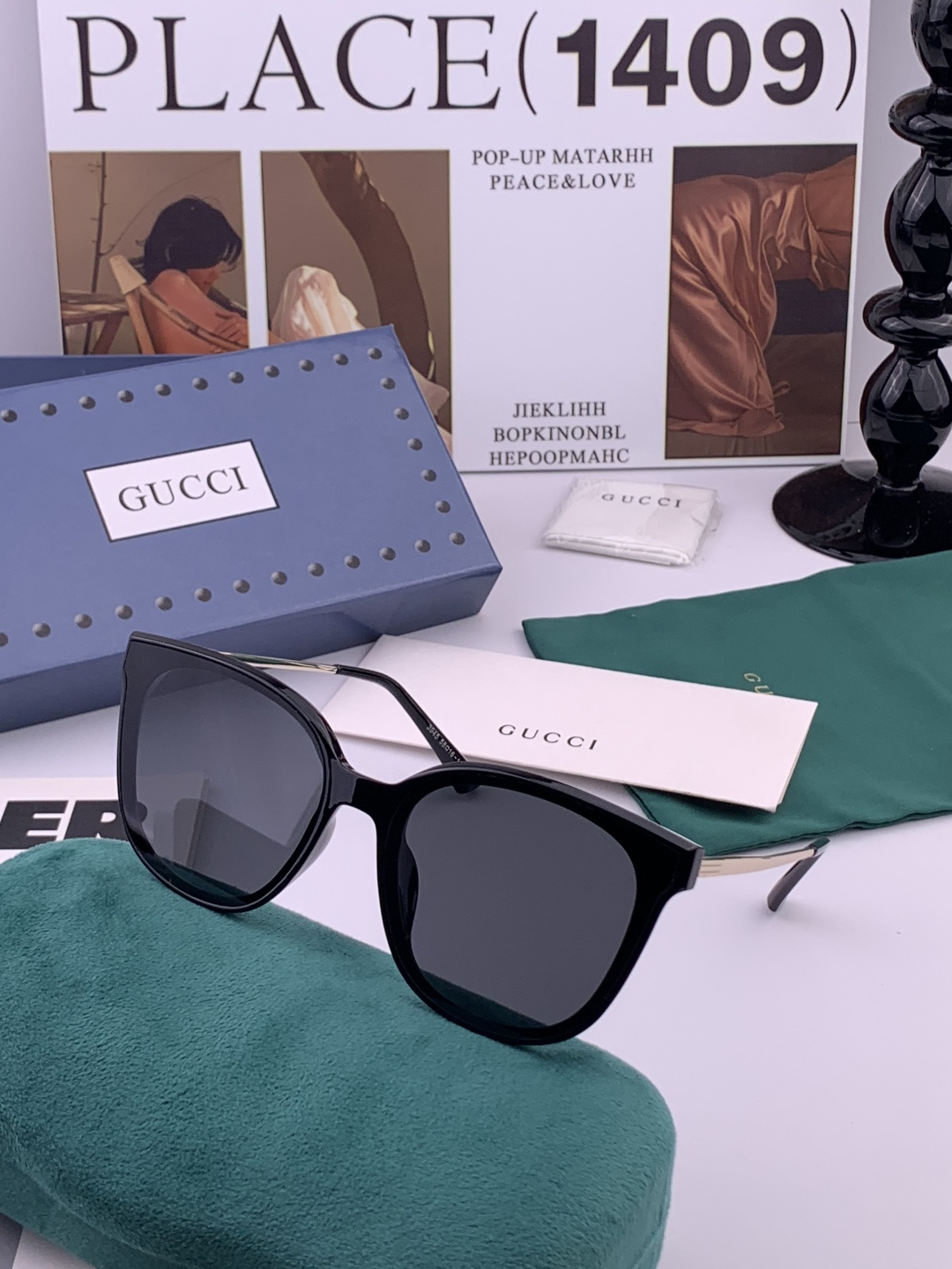 GUCCI 新款尼龙偏光太眼镜，情侣款时尚方框太阳镜佩戴舒适网红潮流款墨镜，大气女人范儿，大脸小脸都好看