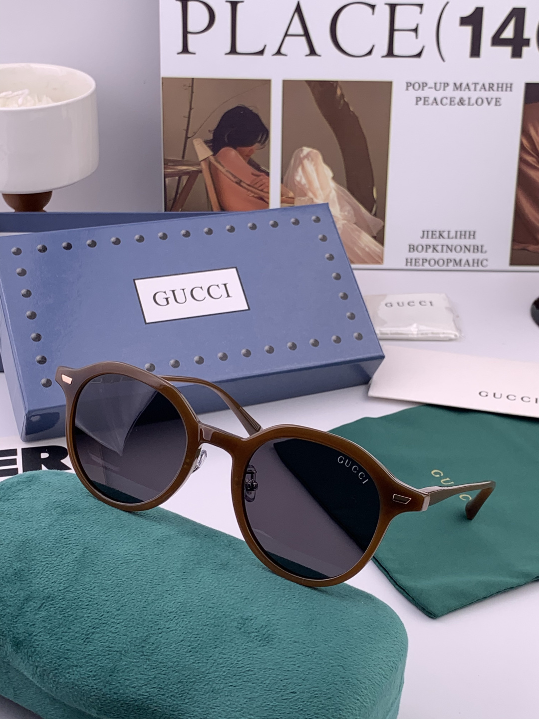 🔺 【GUCCI-偏光太阳镜】开春新款 潮流爆款 时尚小框偏光太阳镜 高品质 佩戴舒适 网红潮款墨镜 女