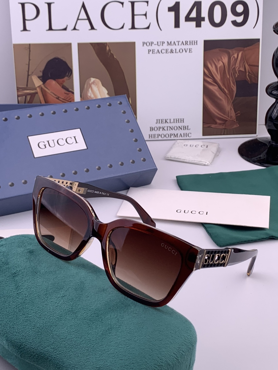 🔺 【GUCCI】开春新款 潮流爆款 时尚方框太阳镜 高品质 佩戴舒适 网红潮款墨镜 型号：G16911